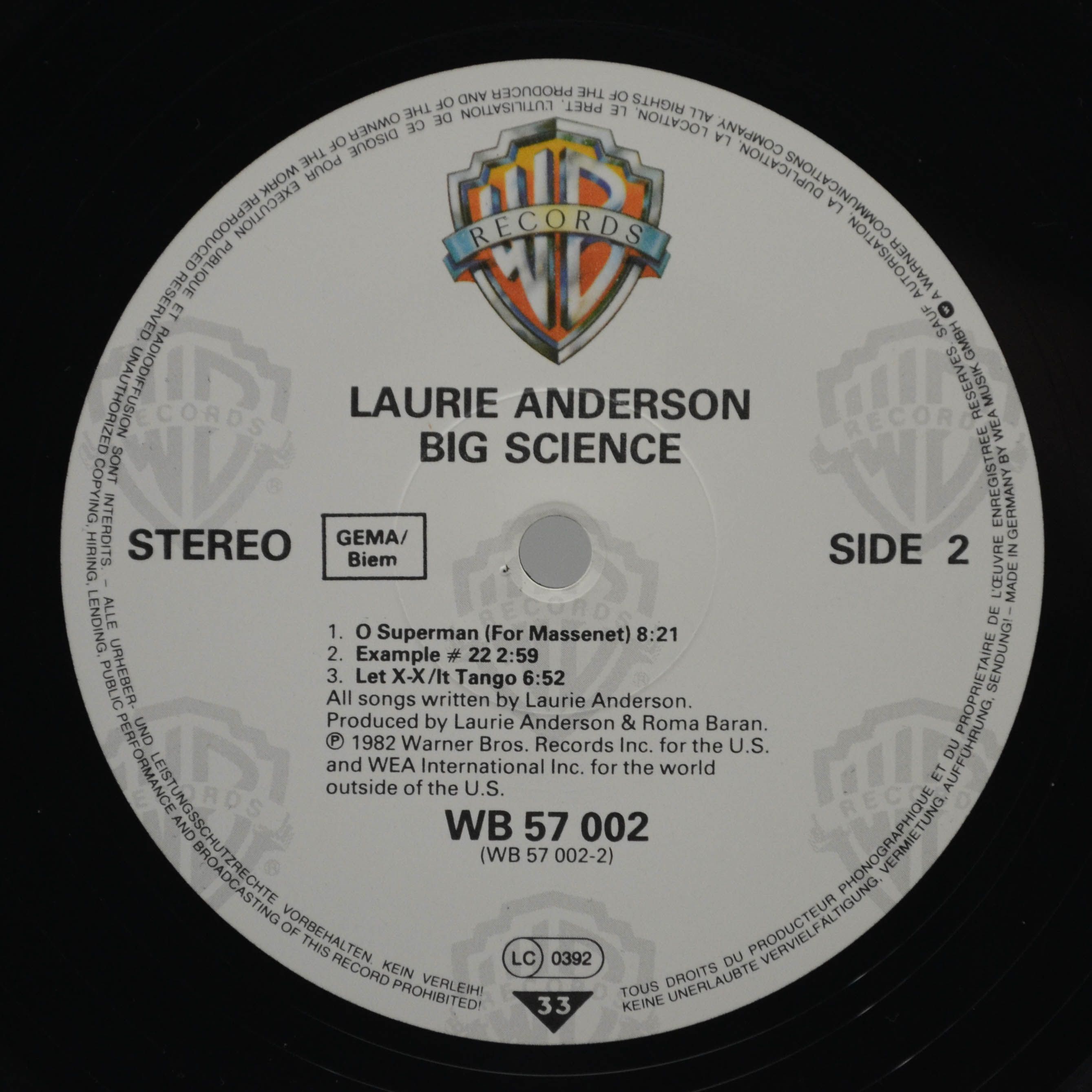 Виниловая пластинка Laurie Anderson — Big Science, 1982