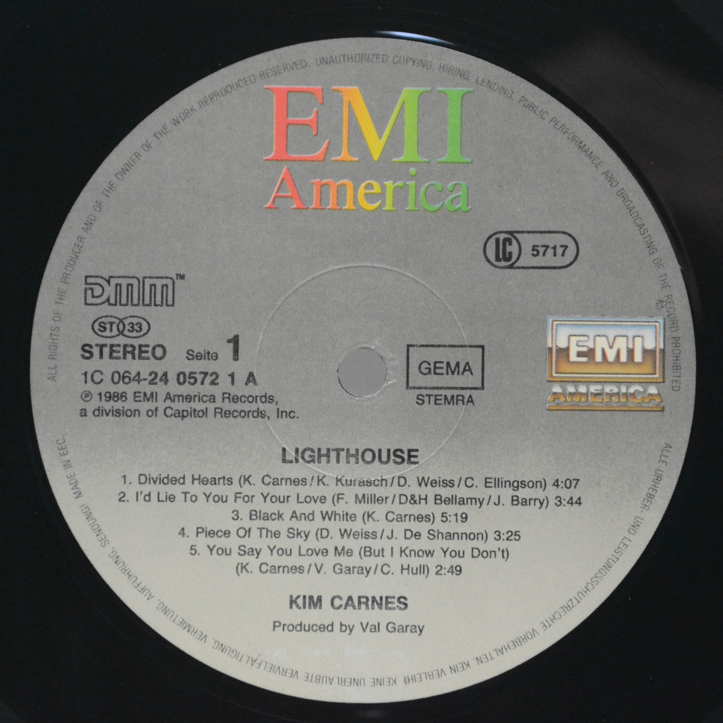 Виниловая пластинка Kim Carnes — Lighthouse, 1986