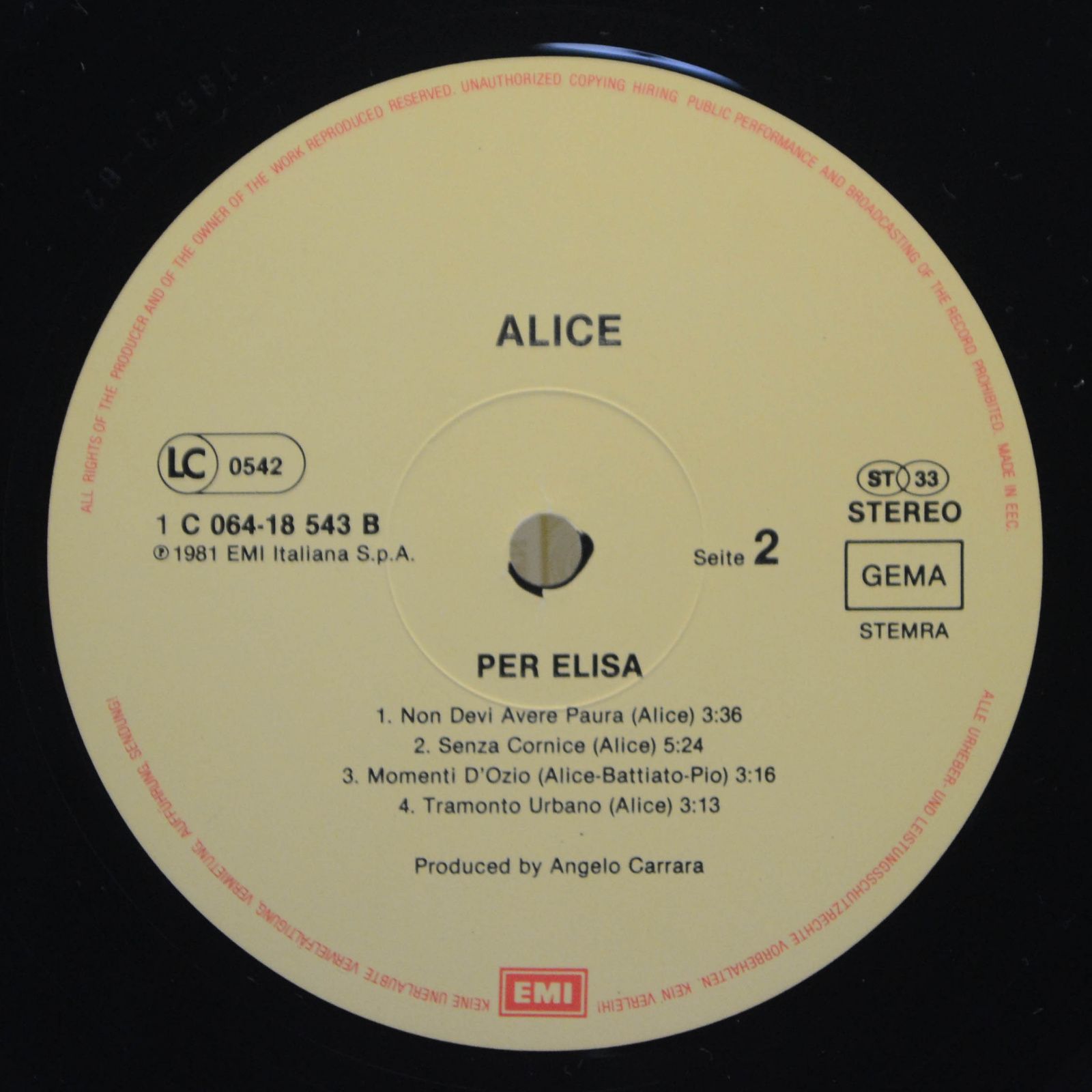 Виниловая пластинка Alice — Per Elisa, 1981