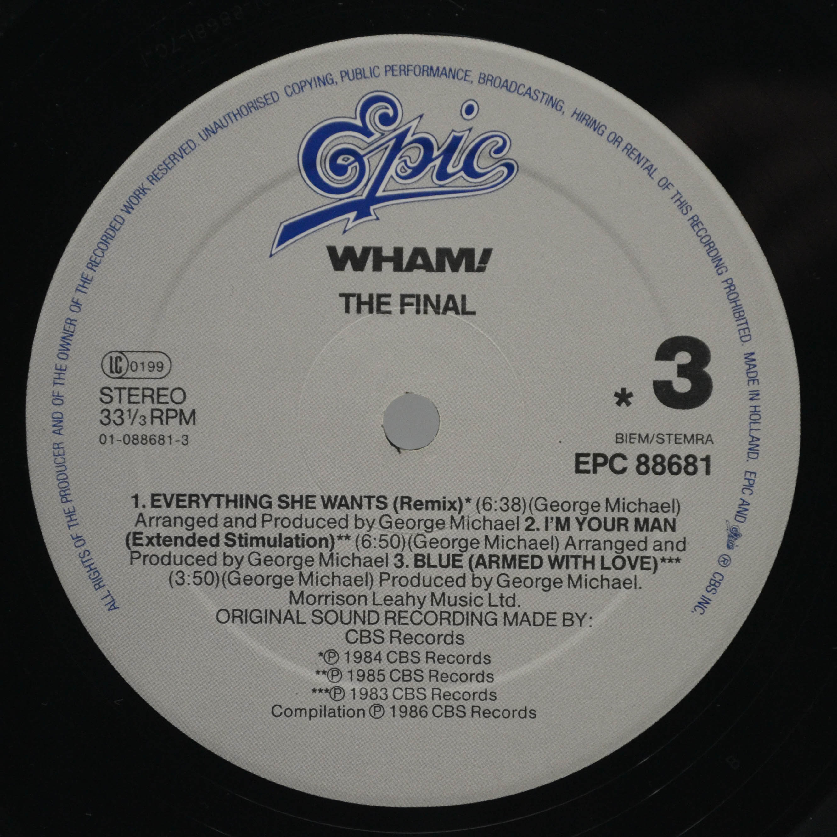 Виниловая пластинка Wham! — The Final (2LP), 1986