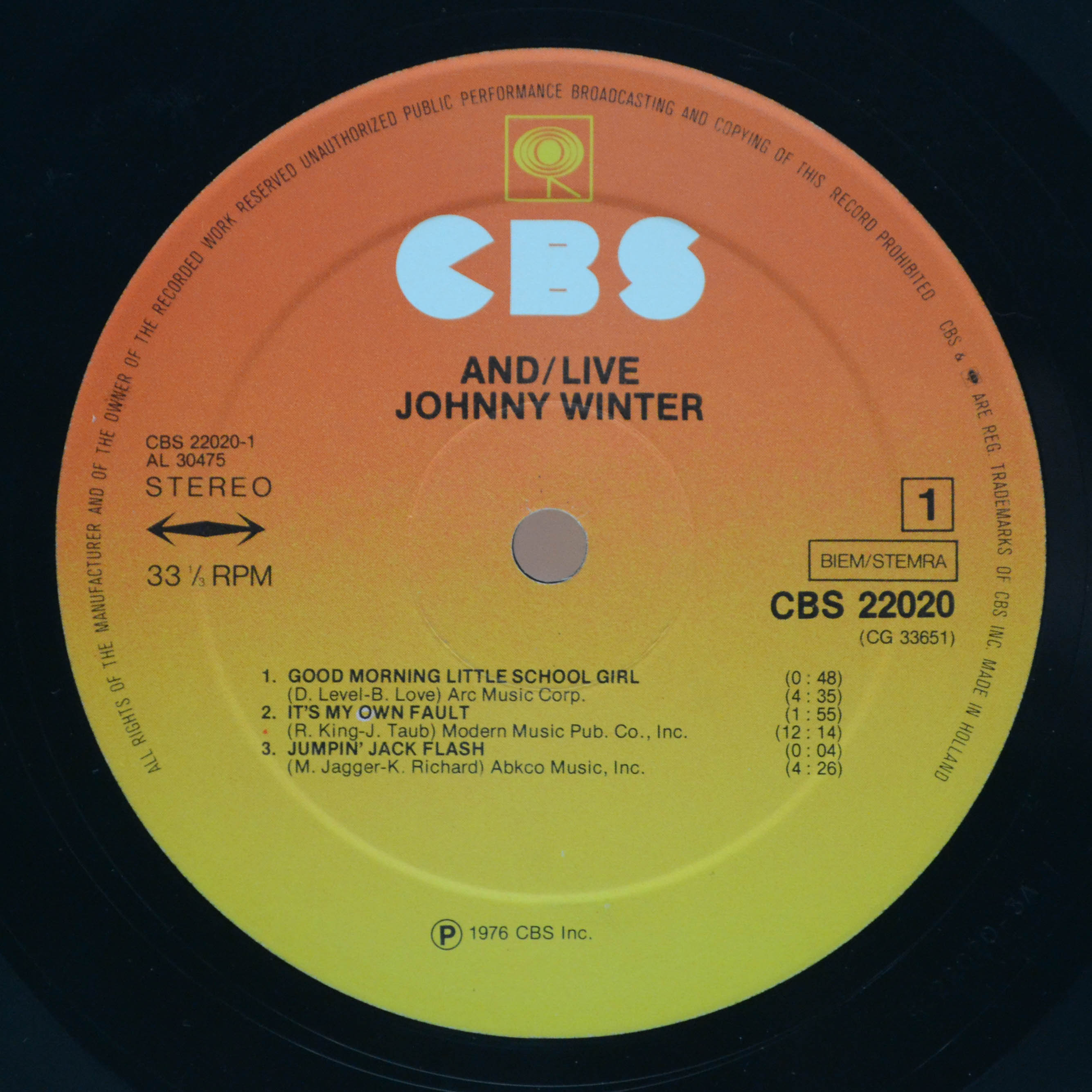 Johnny Winter — And/Live (2LP), 1975