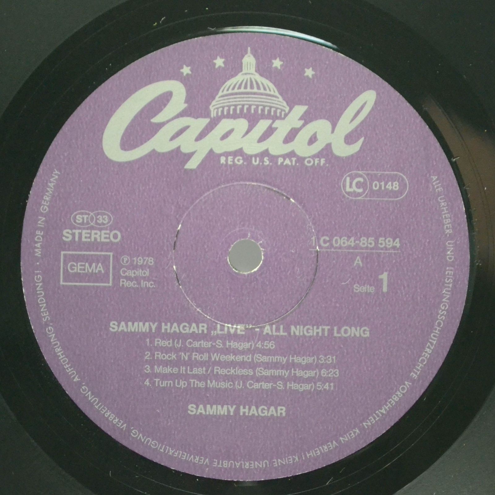 Виниловая пластинка Sammy Hagar — All Night Long, 1978