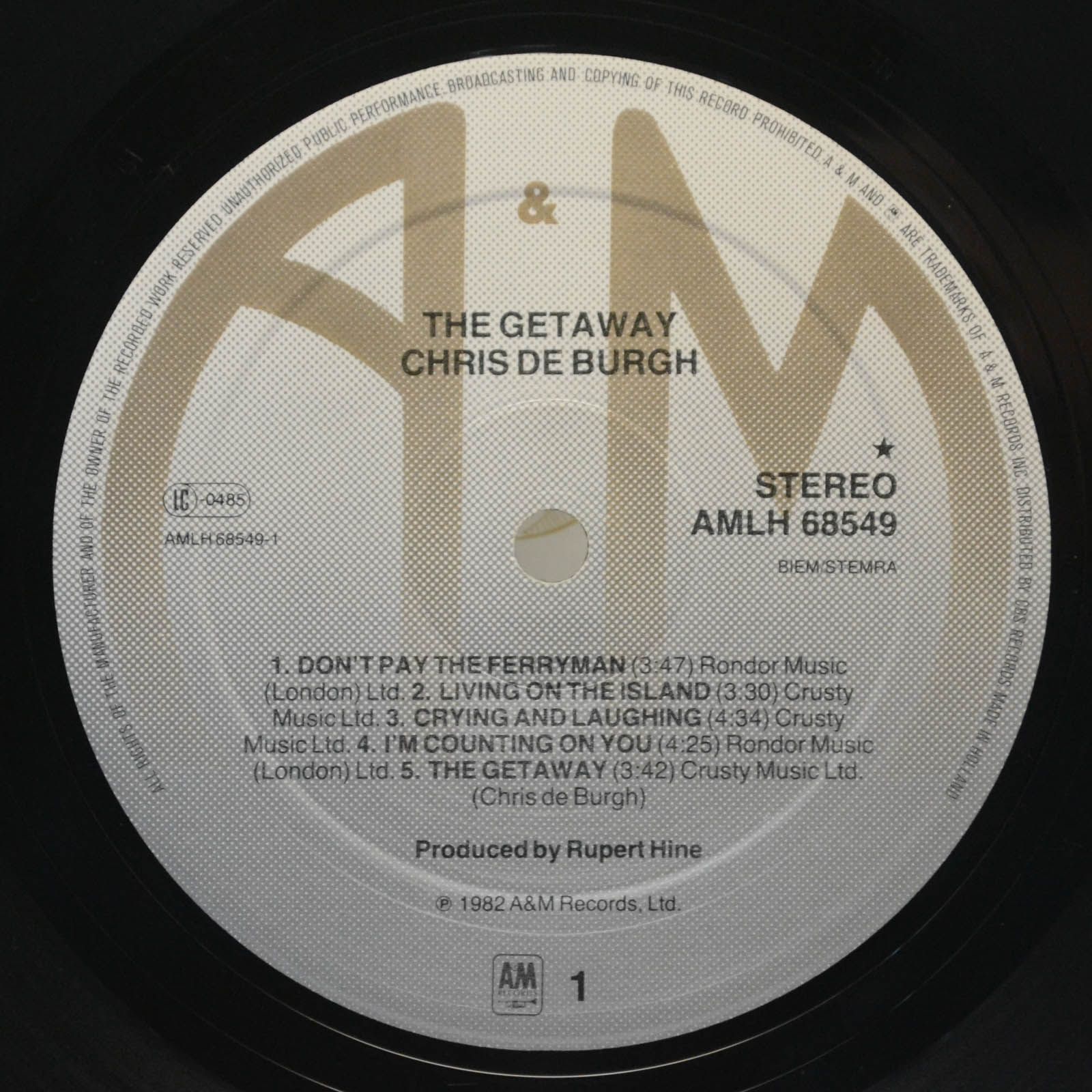 Виниловая пластинка Chris de Burgh — The Getaway, 1982