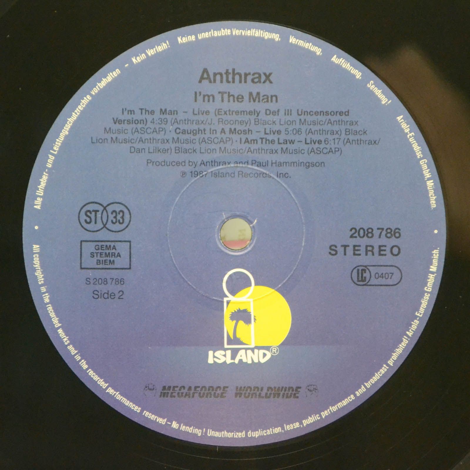 Виниловая пластинка Anthrax — I'm The Man, 1987