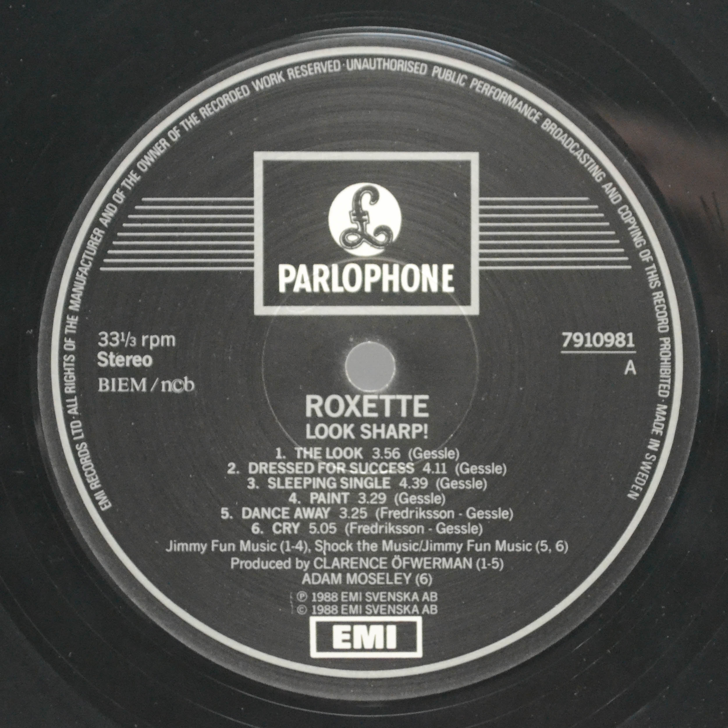 Виниловая пластинка Roxette — Look Sharp! (1-st, Sweden), 1988
