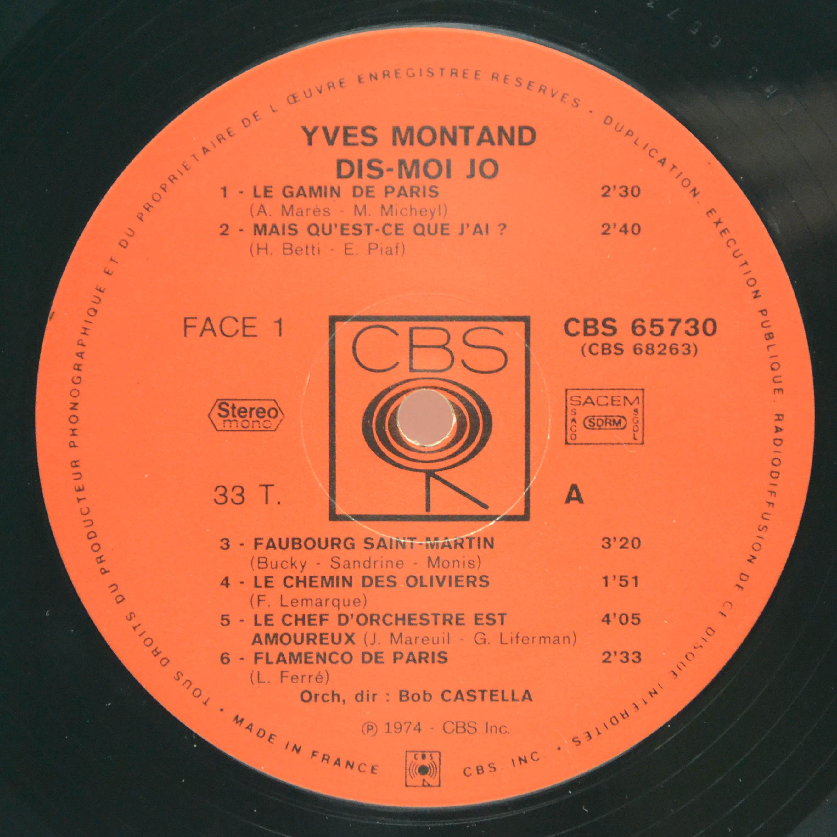 Yves Montand — Dis-Moi Jo (2LP, France), 1974