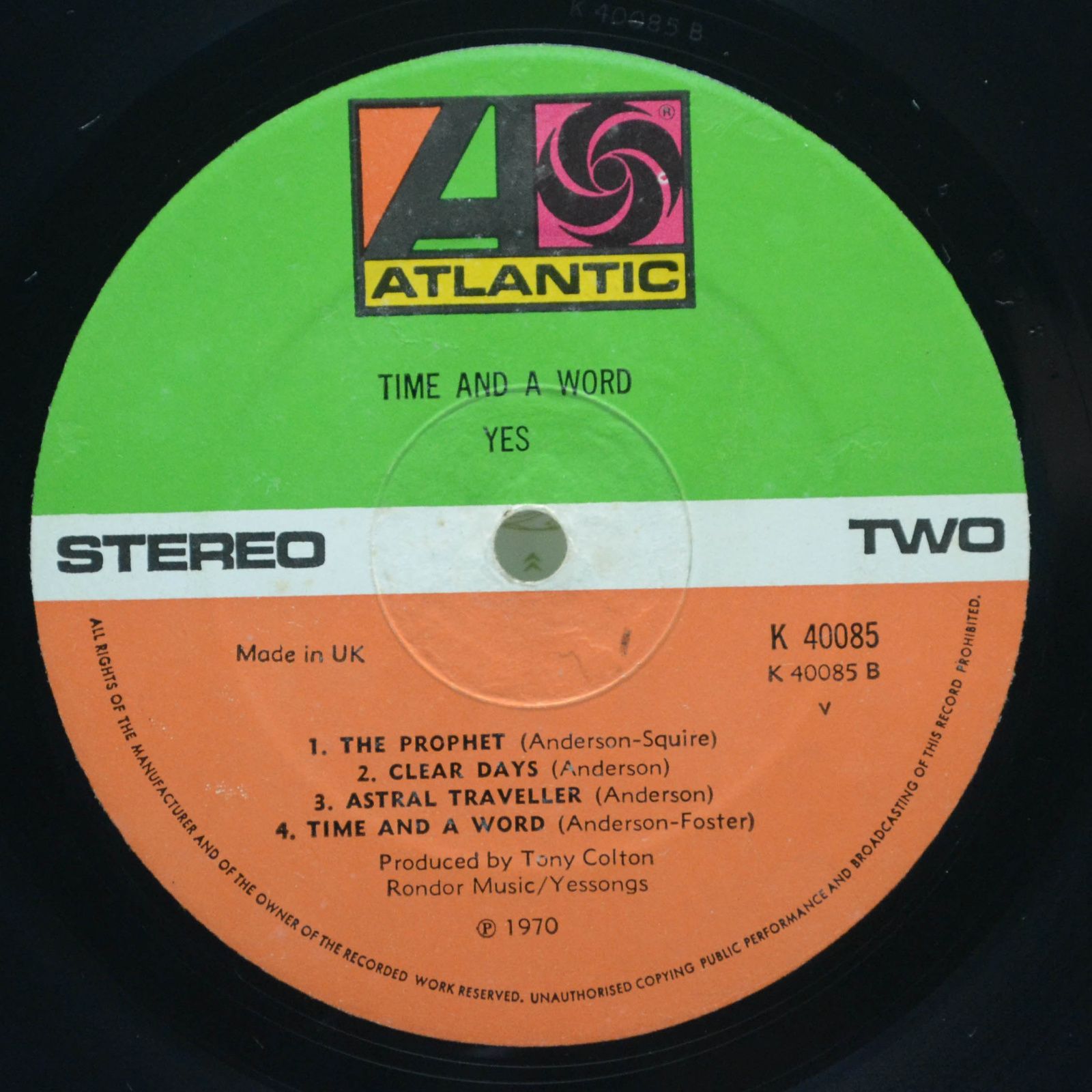 Виниловая пластинка Yes — Time And A Word (UK), 1970