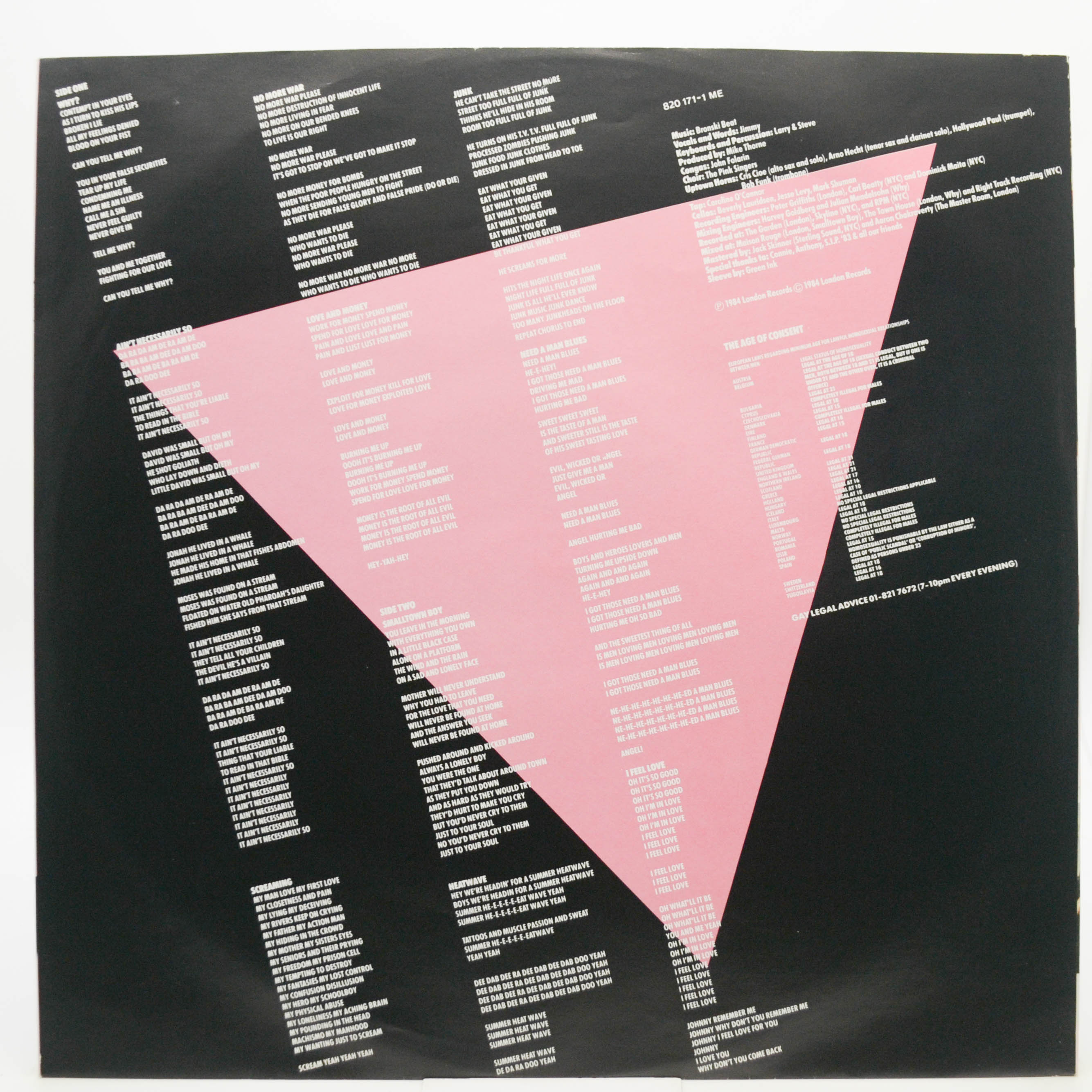 Виниловая пластинка Bronski Beat — The Age Of Consent, 1984