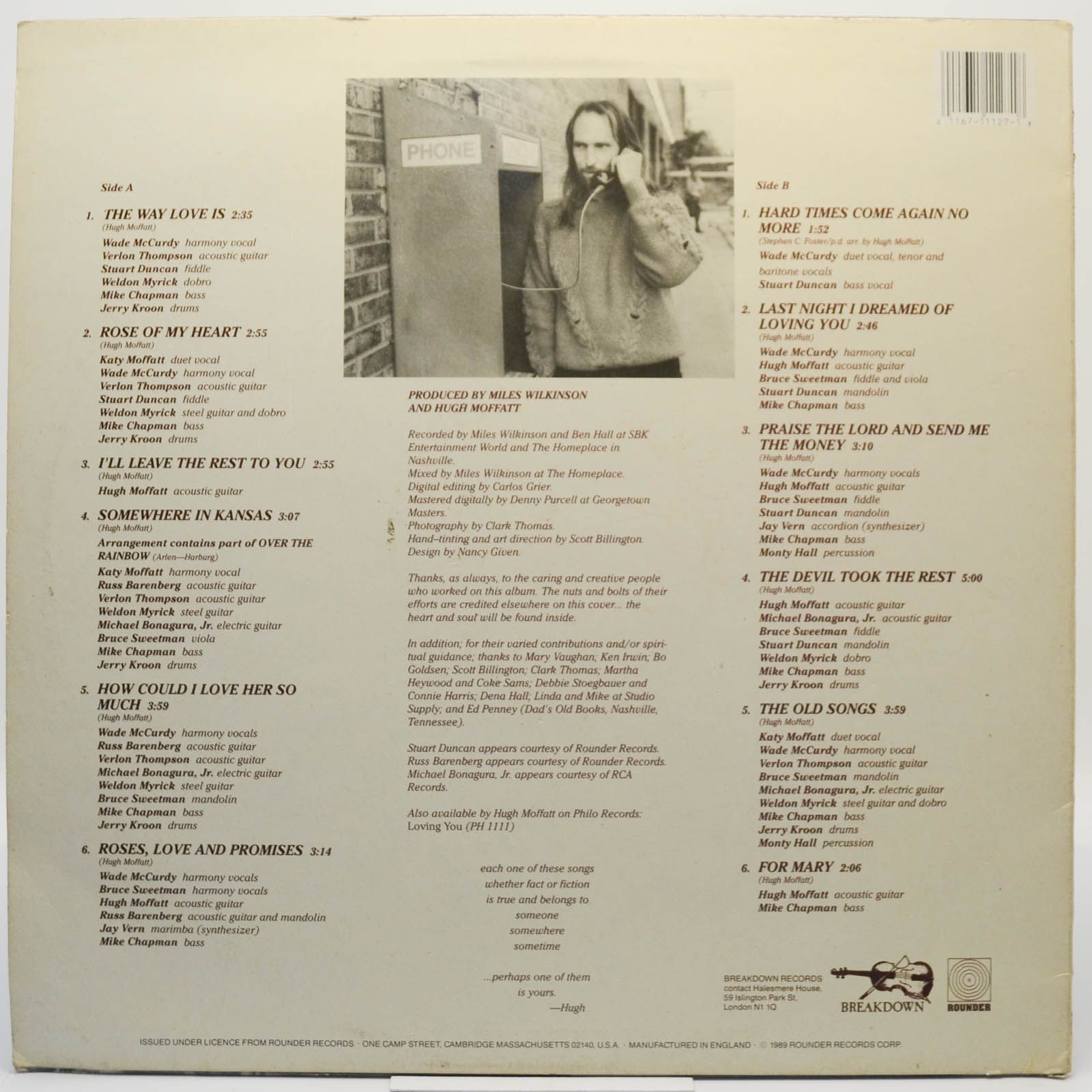 Виниловая пластинка Hugh Moffatt — Troubadour (UK), 1989