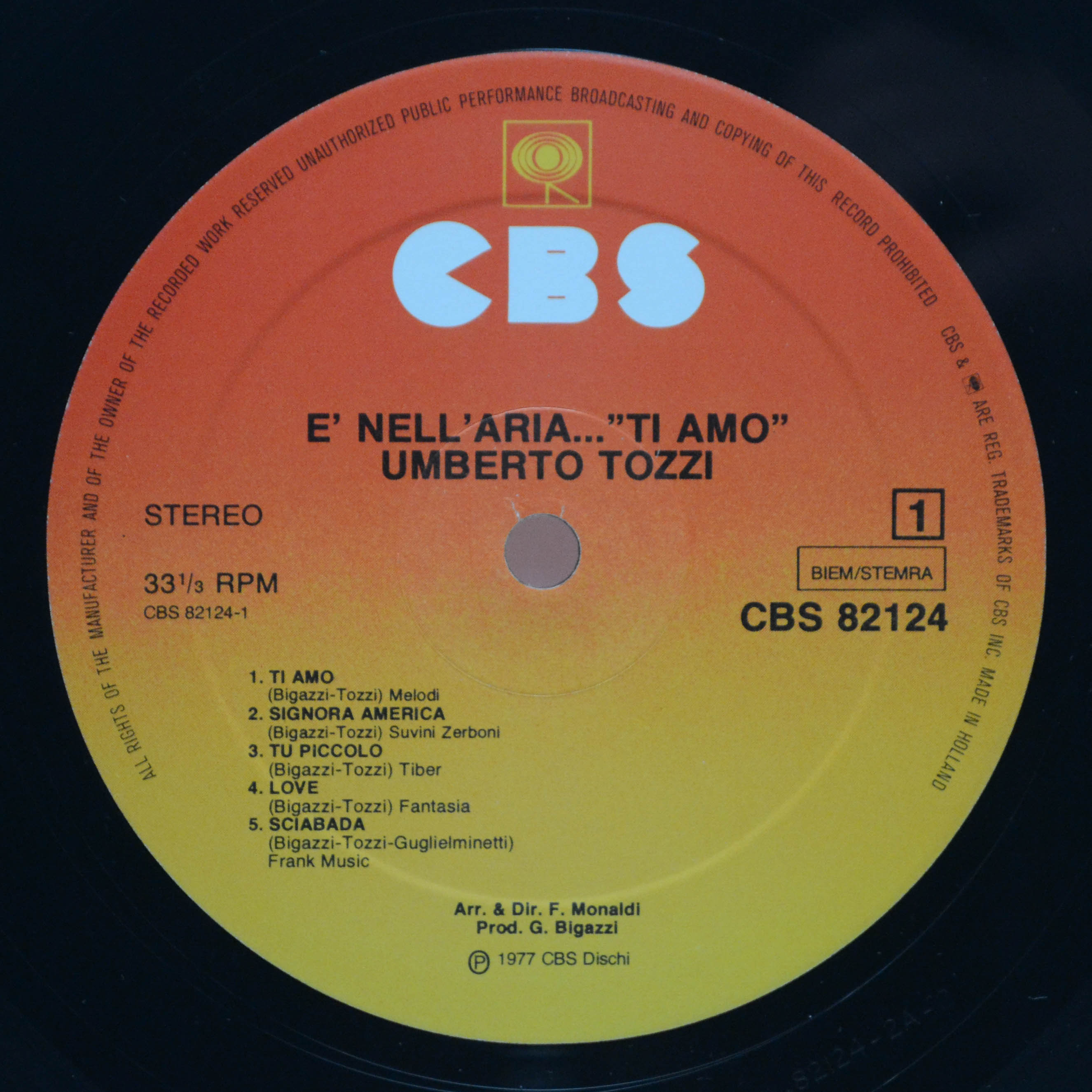 Виниловая пластинка Umberto Tozzi — È Nell'Aria...Ti Amo, 1977