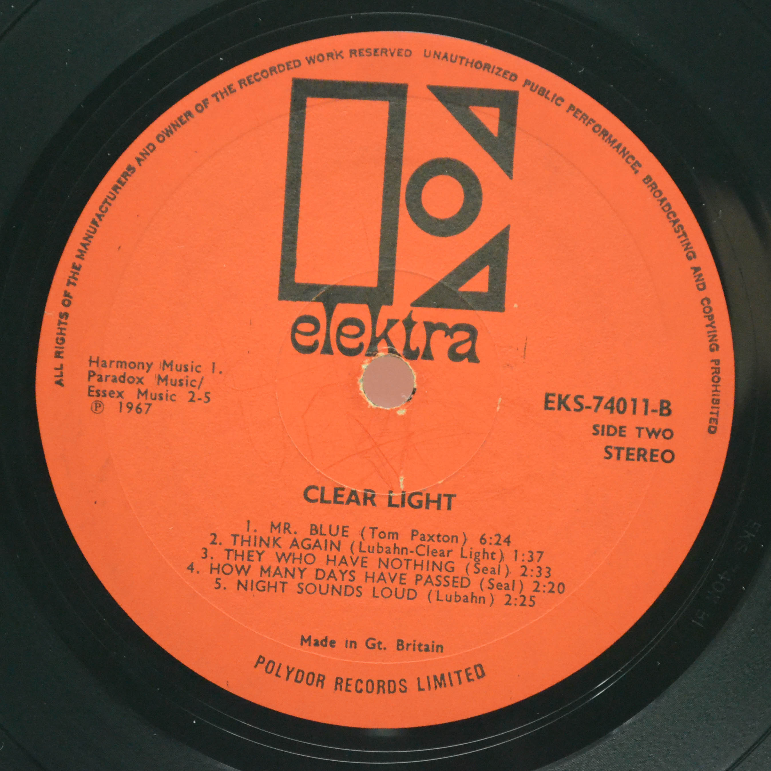 Виниловая пластинка Clear Light — Clear Light (UK), 1967