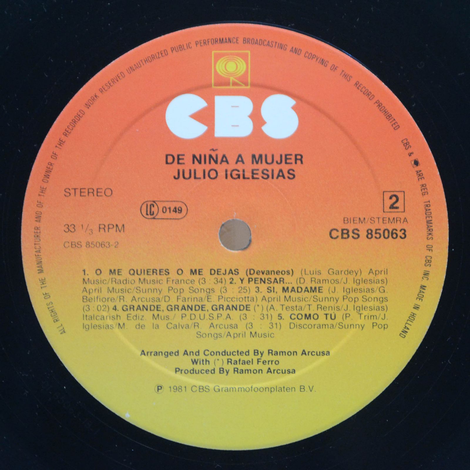 Julio Iglesias — De Niña A Mujer, 1981