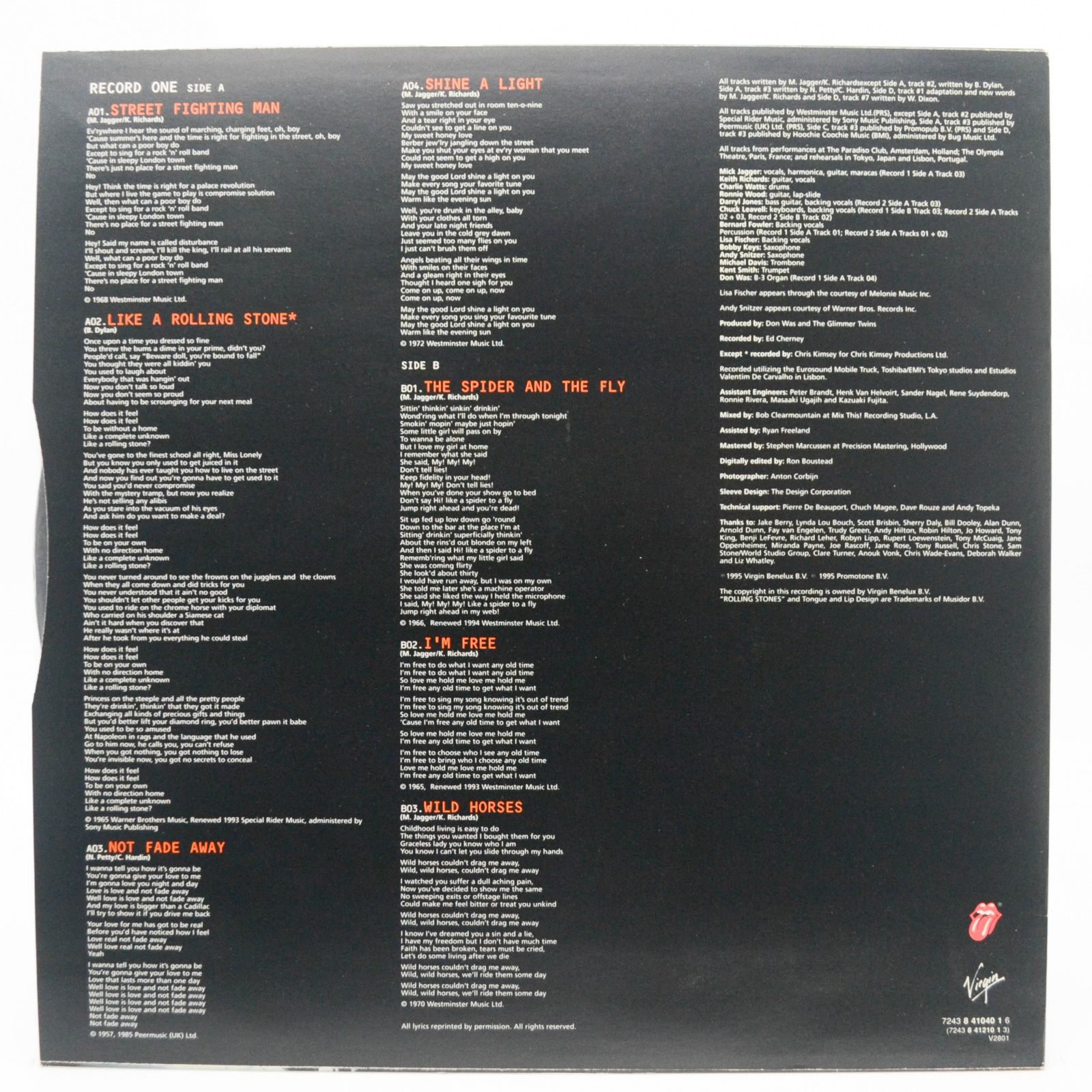 Rolling Stones — Stripped (2LP, 1-st, UK), 1995