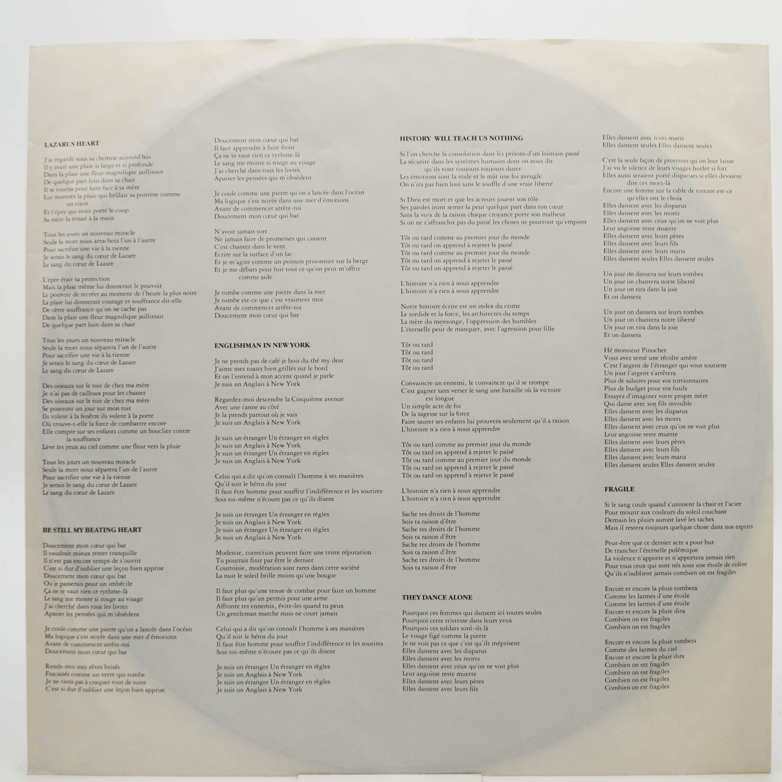 Sting — ...Nothing Like The Sun (2LP), 1987