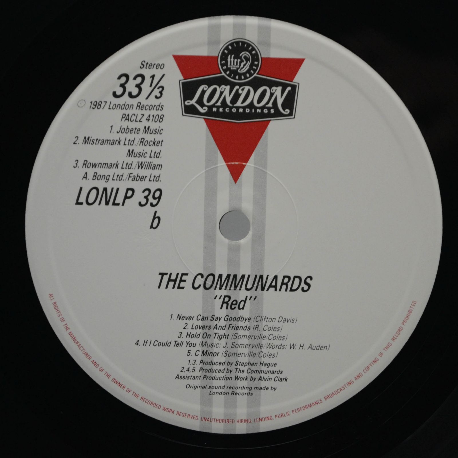 Виниловая пластинка Communards — Red (1-st, UK), 1987