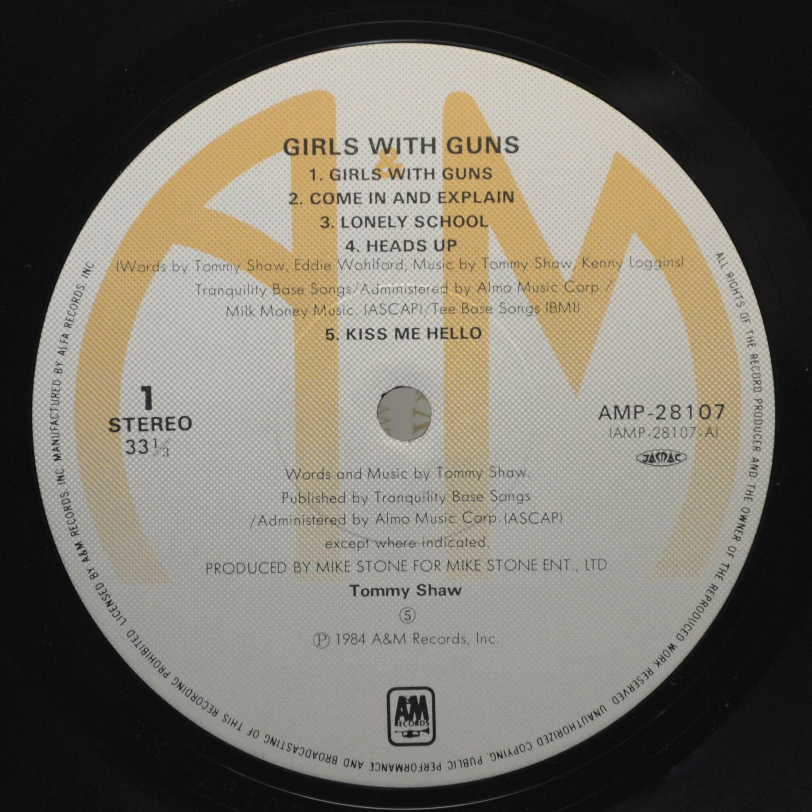Виниловая пластинка Tommy Shaw — Girls With Guns, 1984