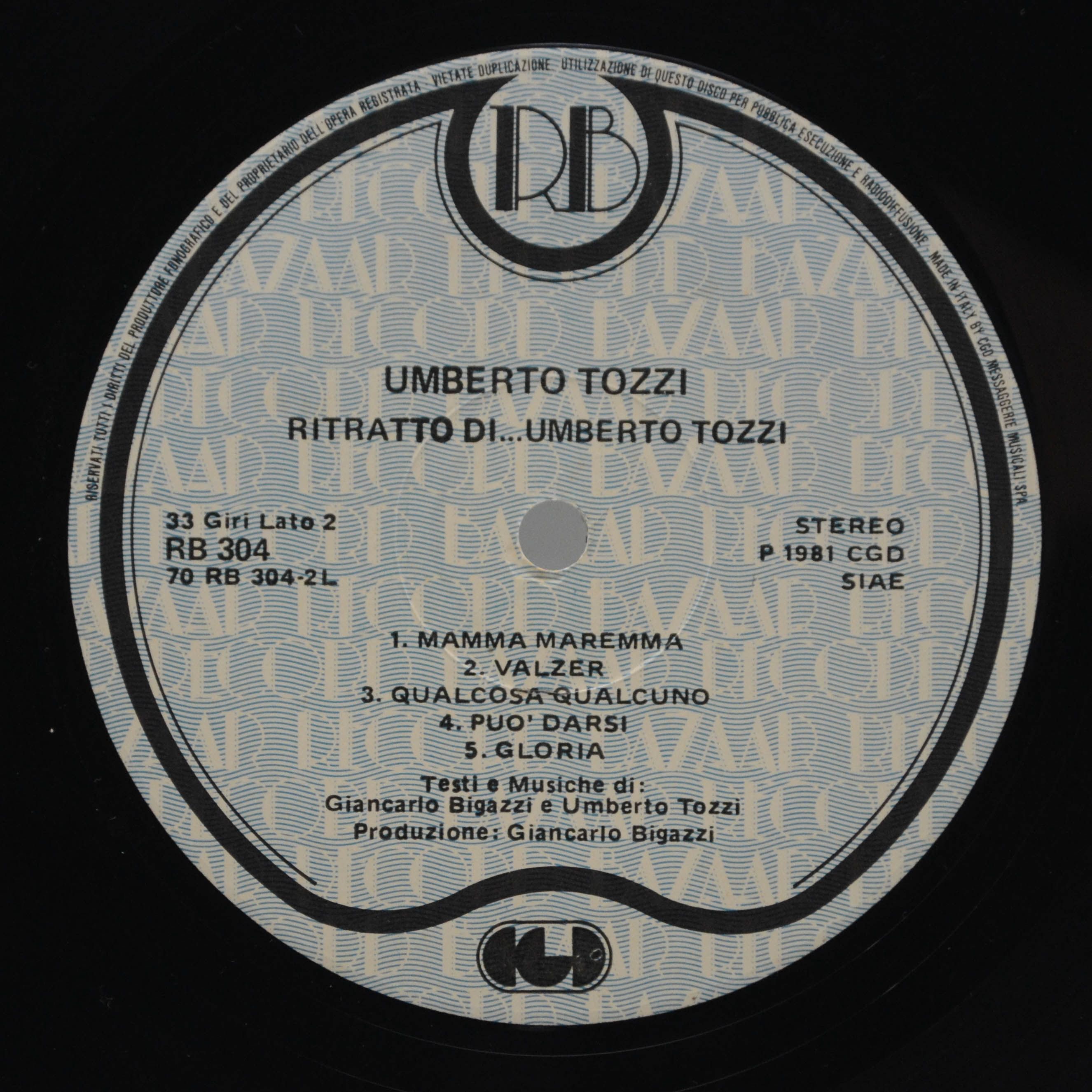 Виниловая пластинка Umberto Tozzi — Ritratto Di... Umberto Tozzi (Italy), 1981