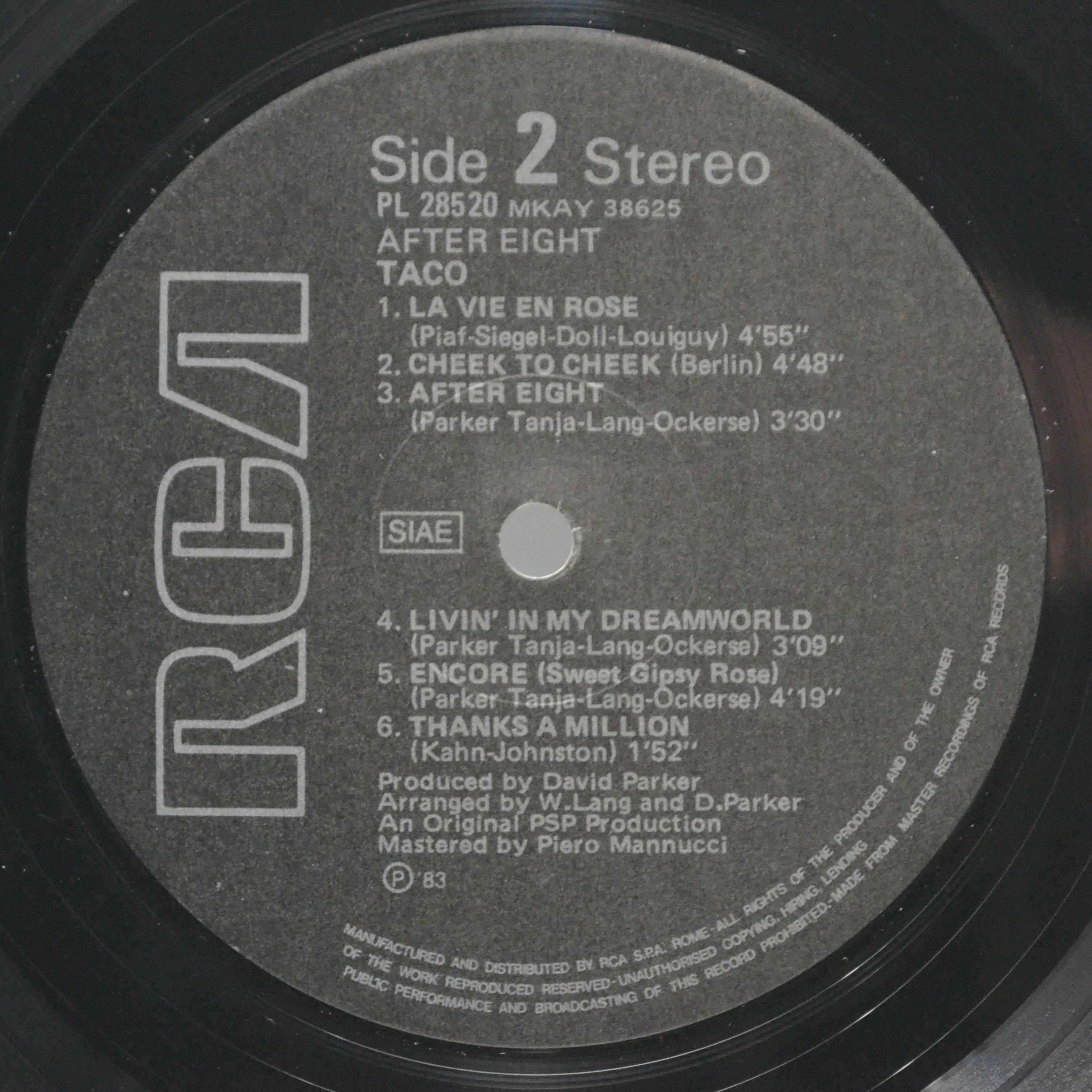 Виниловая пластинка Taco — After Eight, 1982