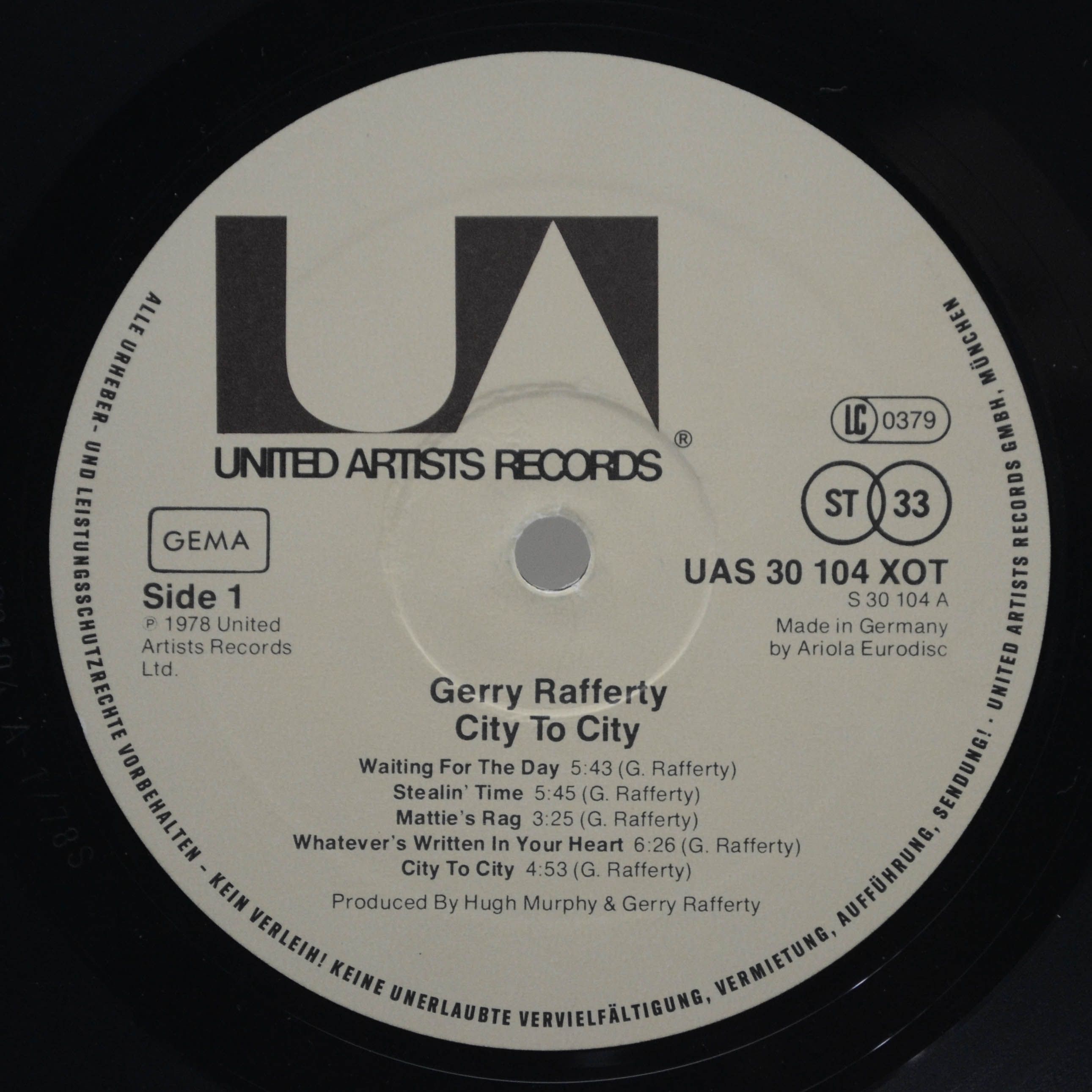 Виниловая пластинка Gerry Rafferty — City To City, 1978