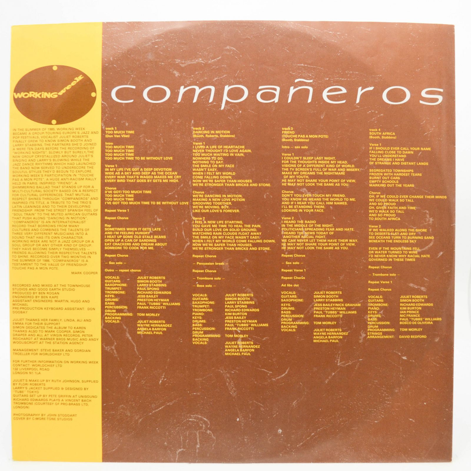 Виниловая пластинка Working Week — Compañeros, 1986
