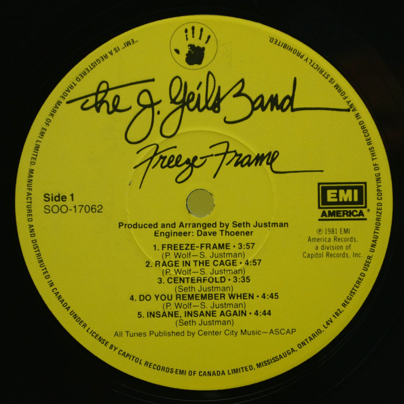 Виниловая пластинка J. Geils Band — Freeze Frame, 1981