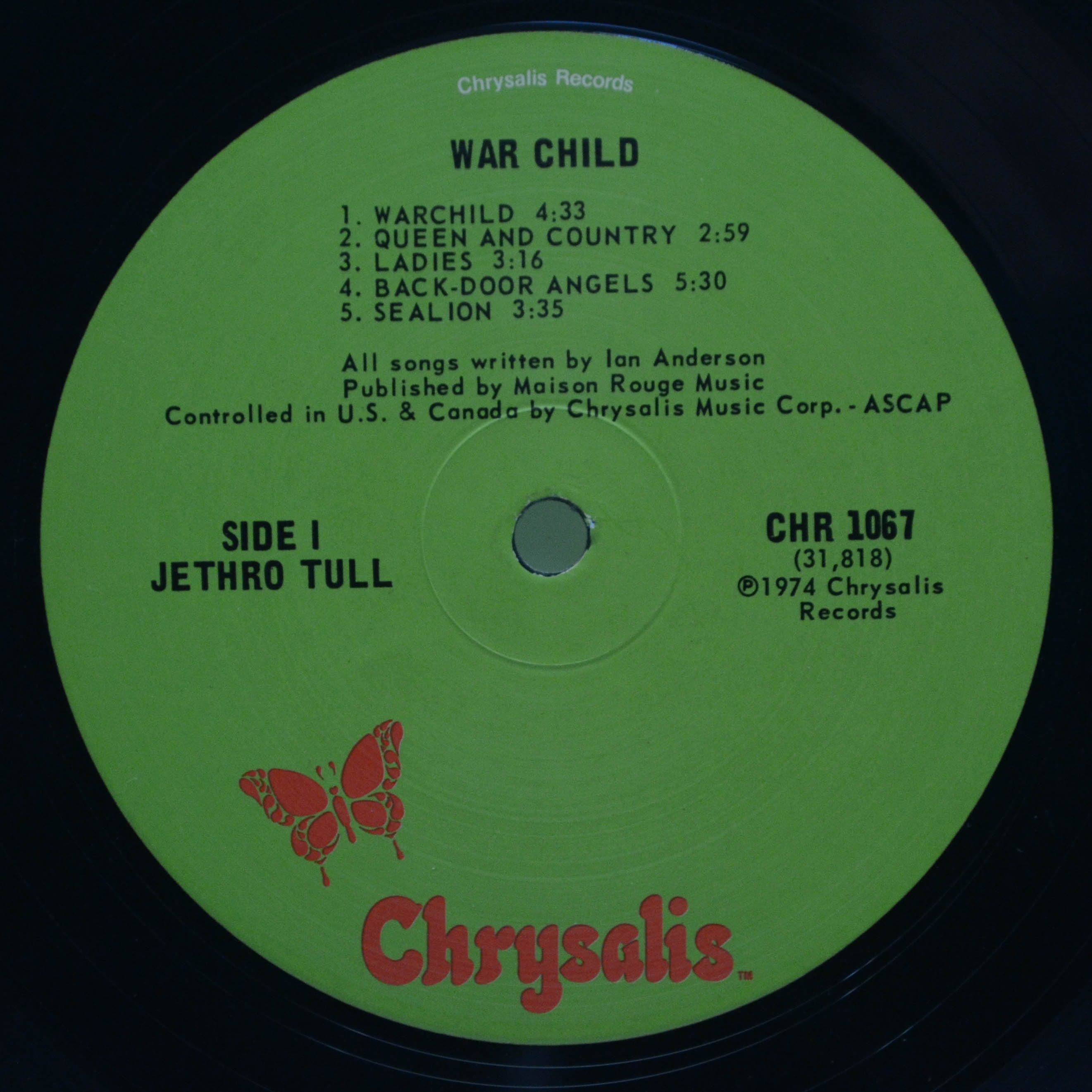 Виниловая пластинка Jethro Tull — War Child (USA), 1974