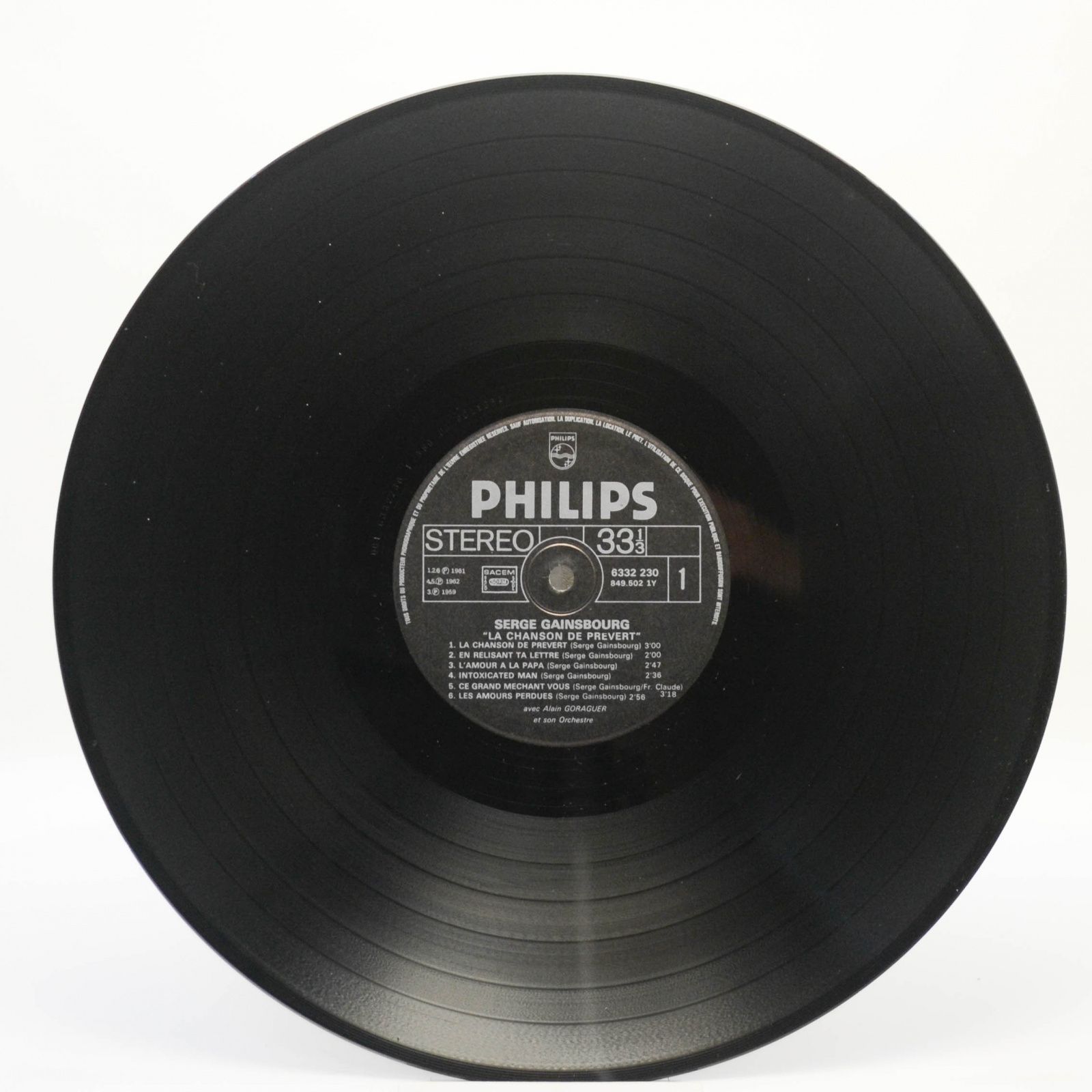 Виниловая пластинка Serge Gainsbourg — La Chanson De Prévert, 1969