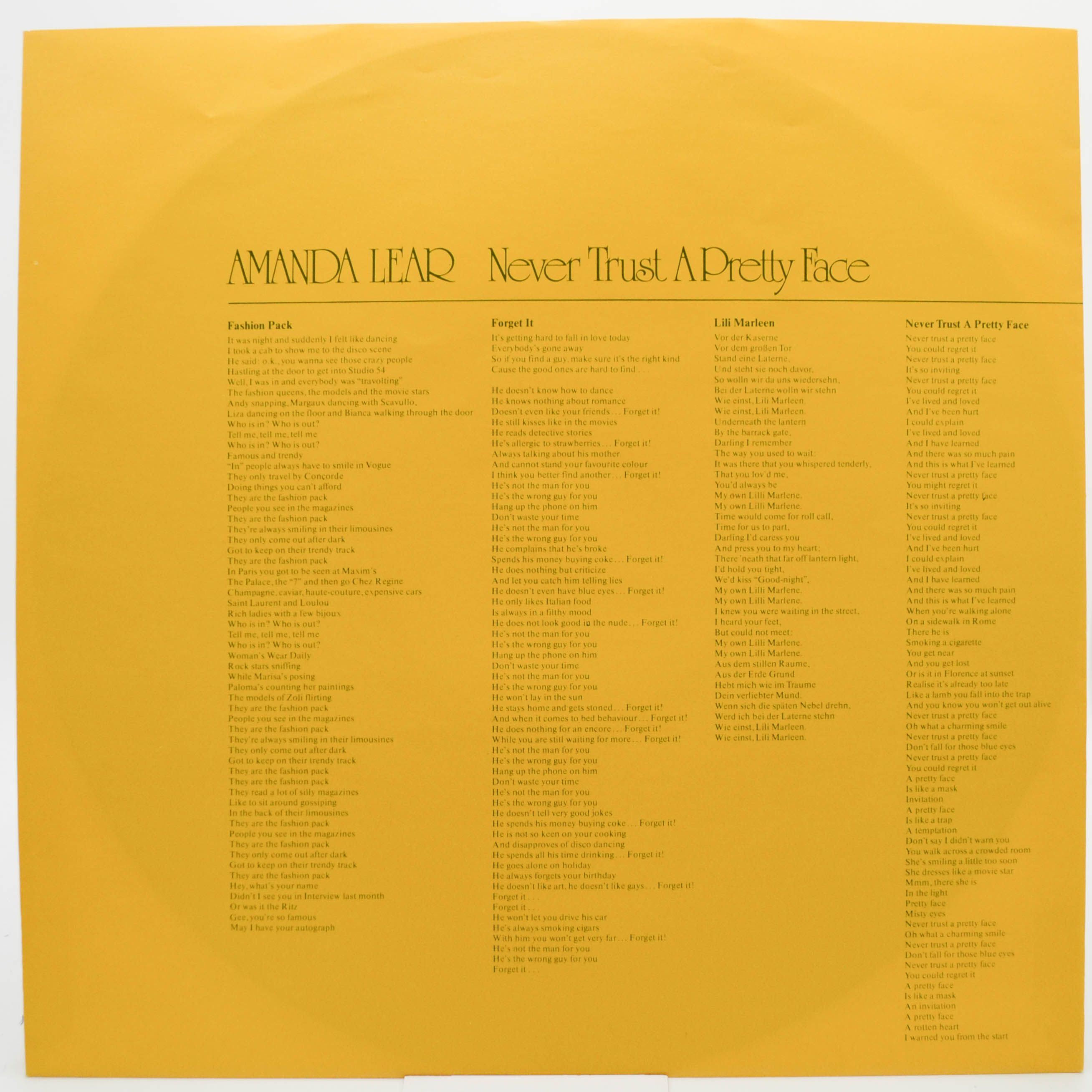 Виниловая пластинка Amanda Lear — Never Trust A Pretty Face, 1979