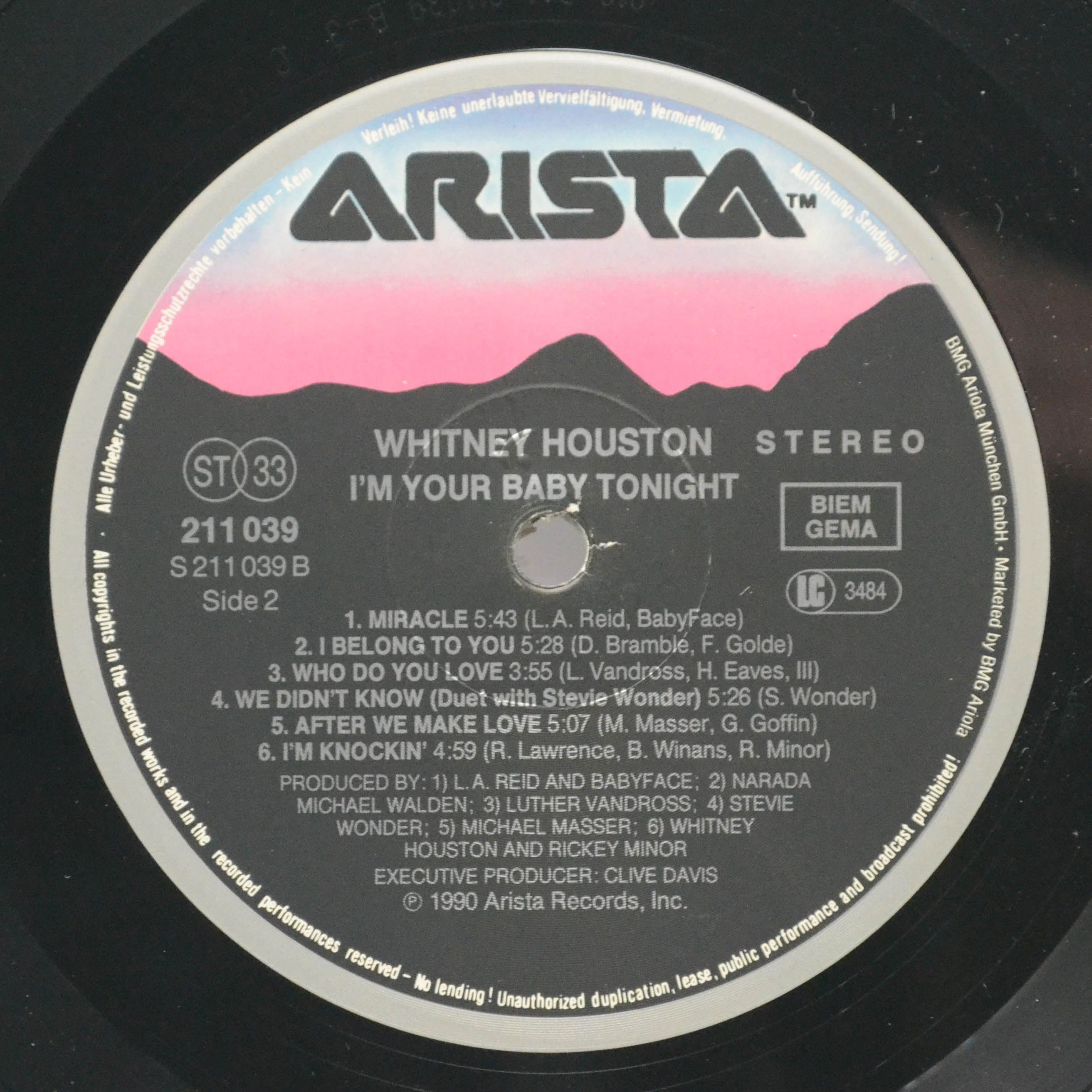 Виниловая пластинка Whitney Houston — I'm Your Baby Tonight, 1990