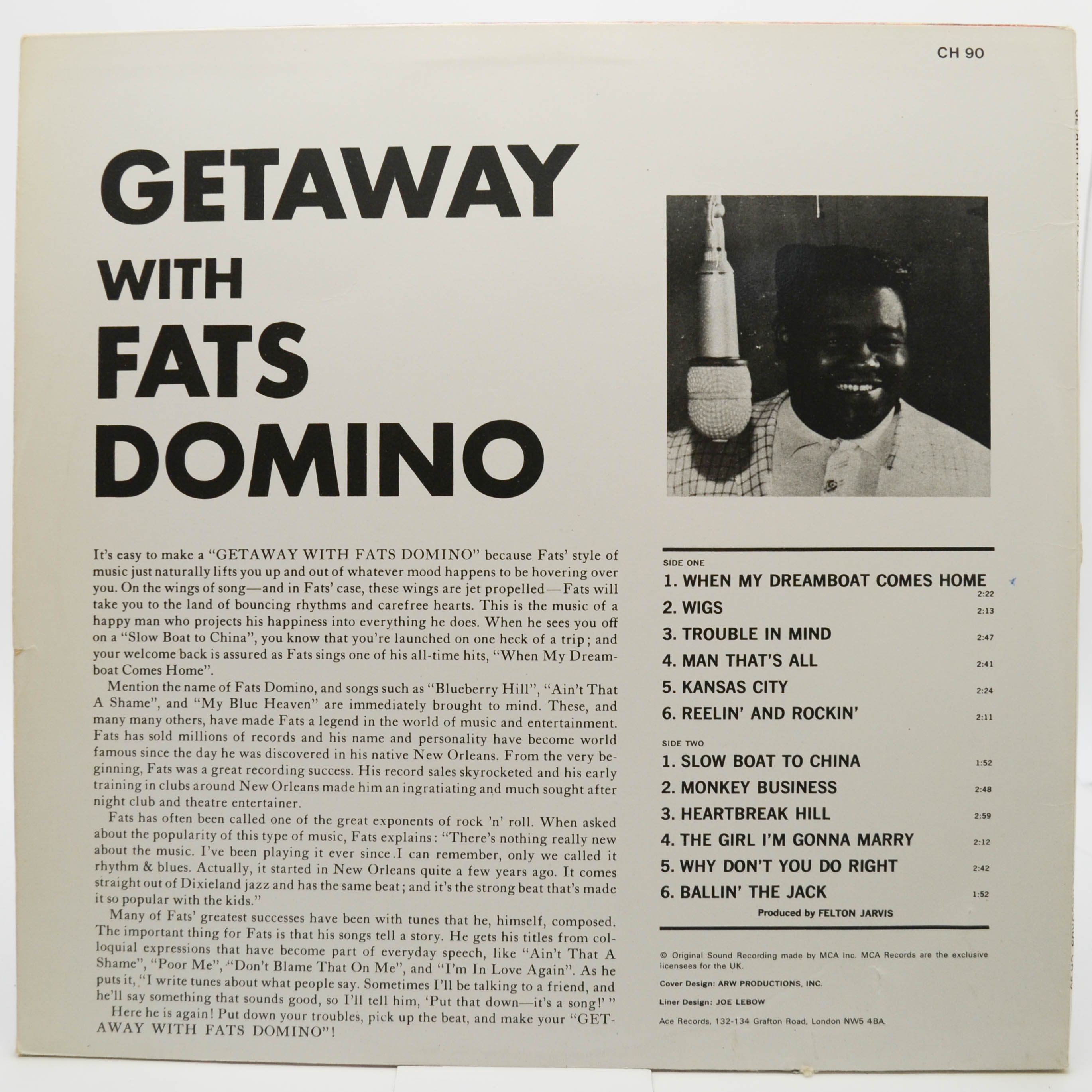 Виниловая пластинка Fats Domino — Getaway With Fats Domino, 1965