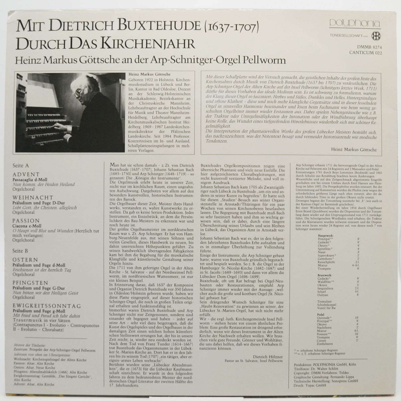 Виниловая пластинка Mit Dietrich Buxtehude — Durch Das Kirchenjahr, 1973