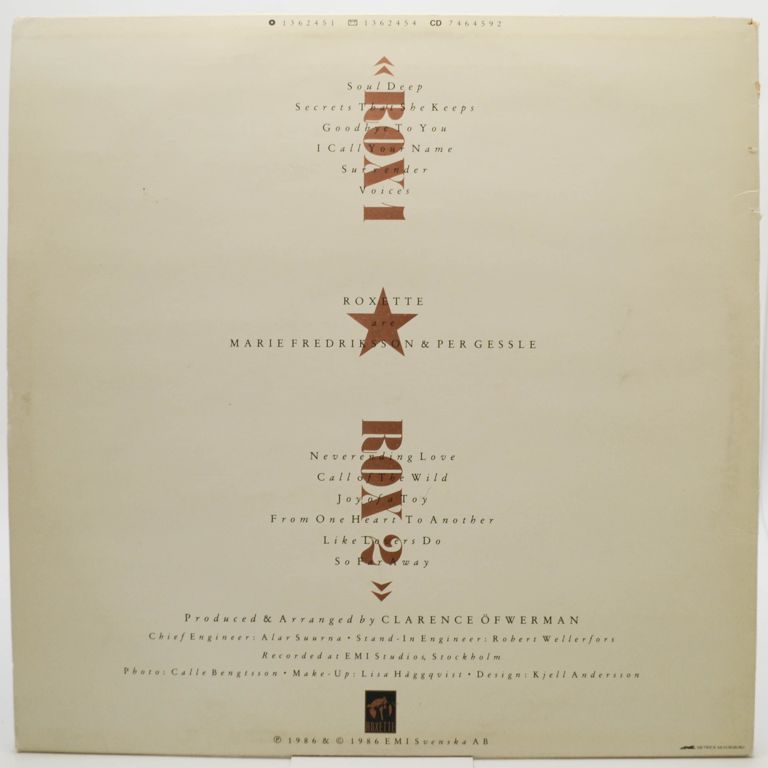 Roxette — Pearls Of Passion (1-st, Sweden), 1986