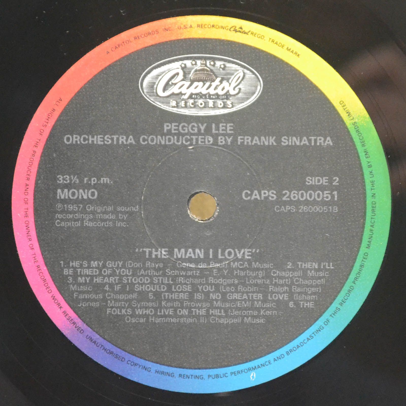 Виниловая пластинка Peggy Lee — The Man I Love (UK), 1984