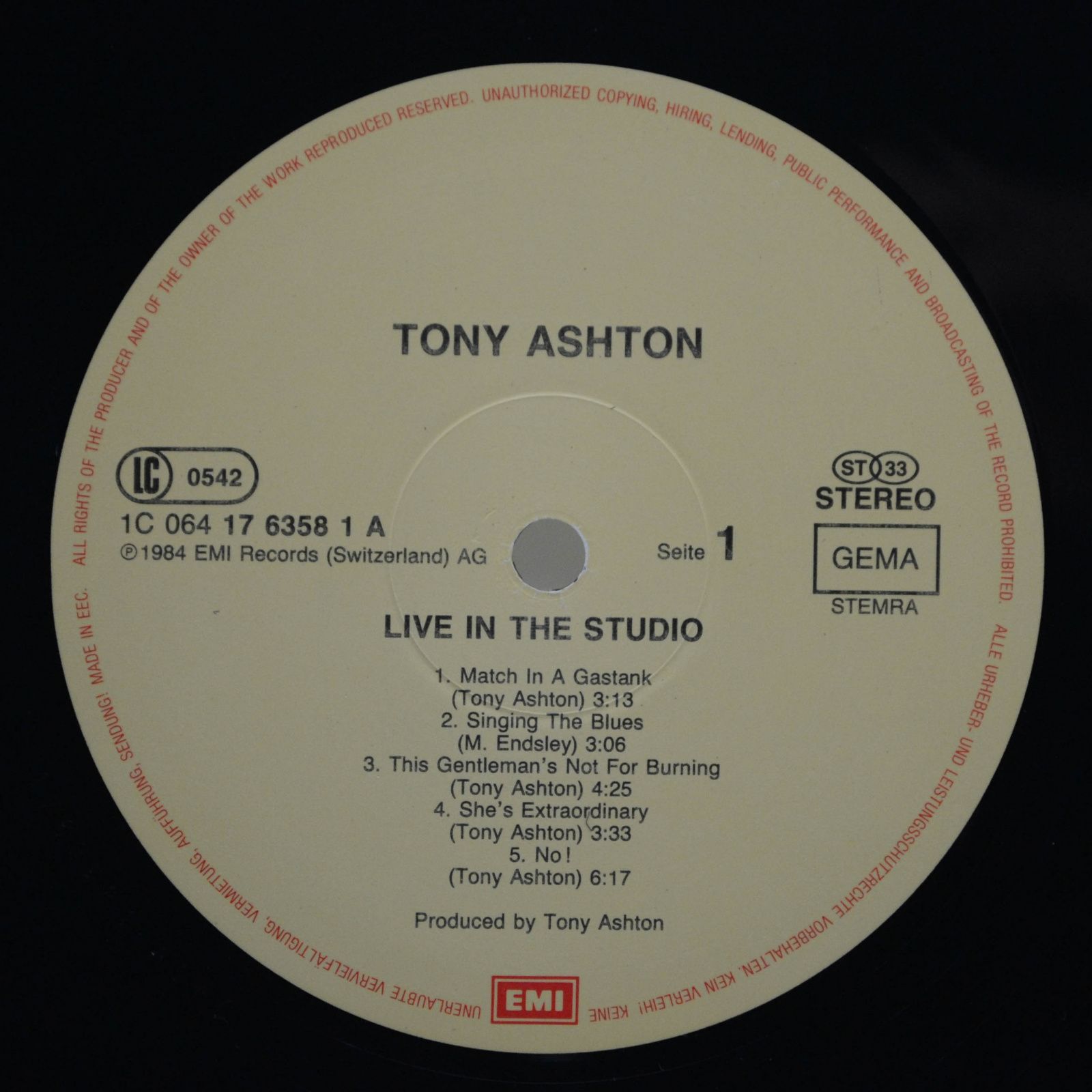 Виниловая пластинка Tony Ashton — Live In The Studio, 1984