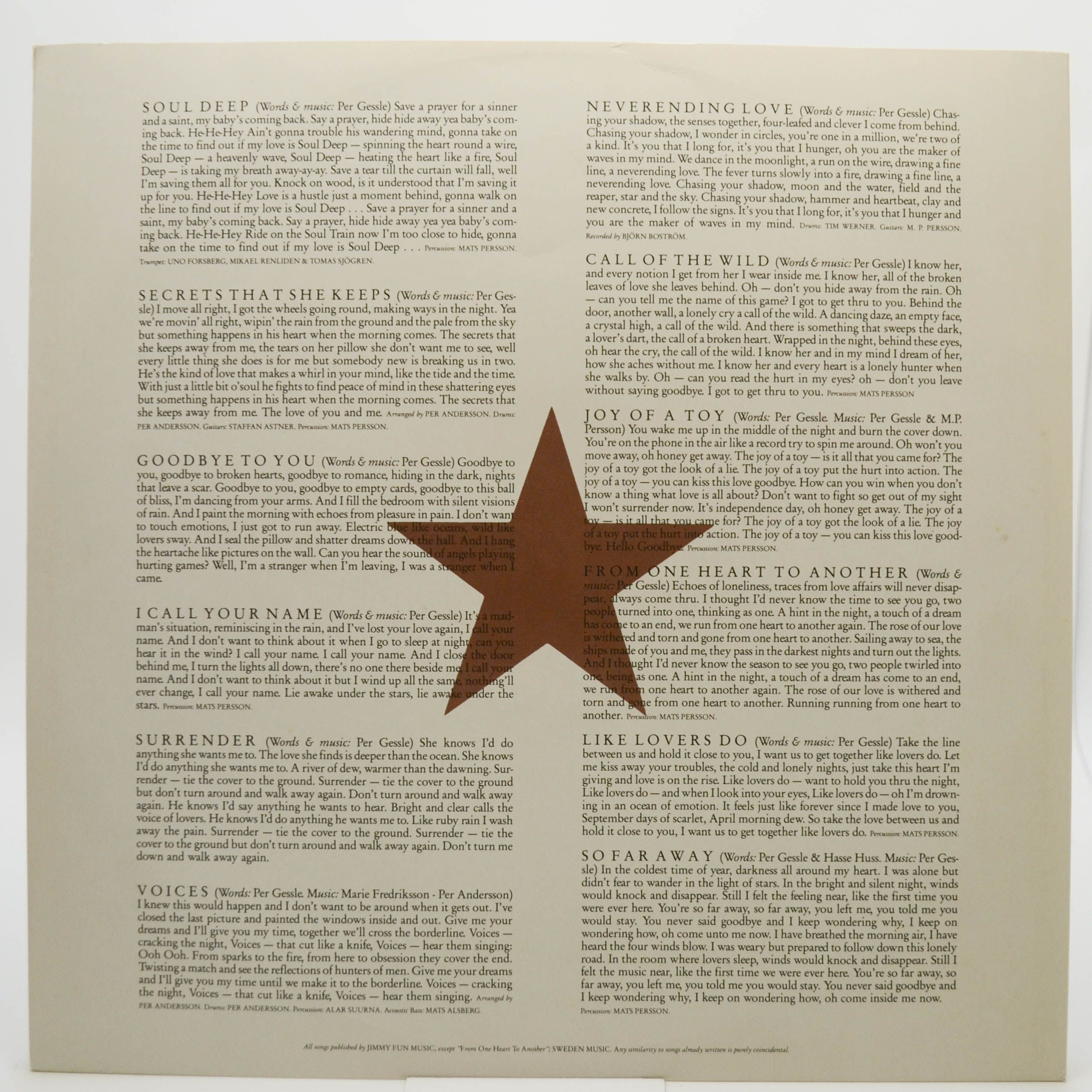 Roxette — Pearls Of Passion (1-st, Sweden), 1986