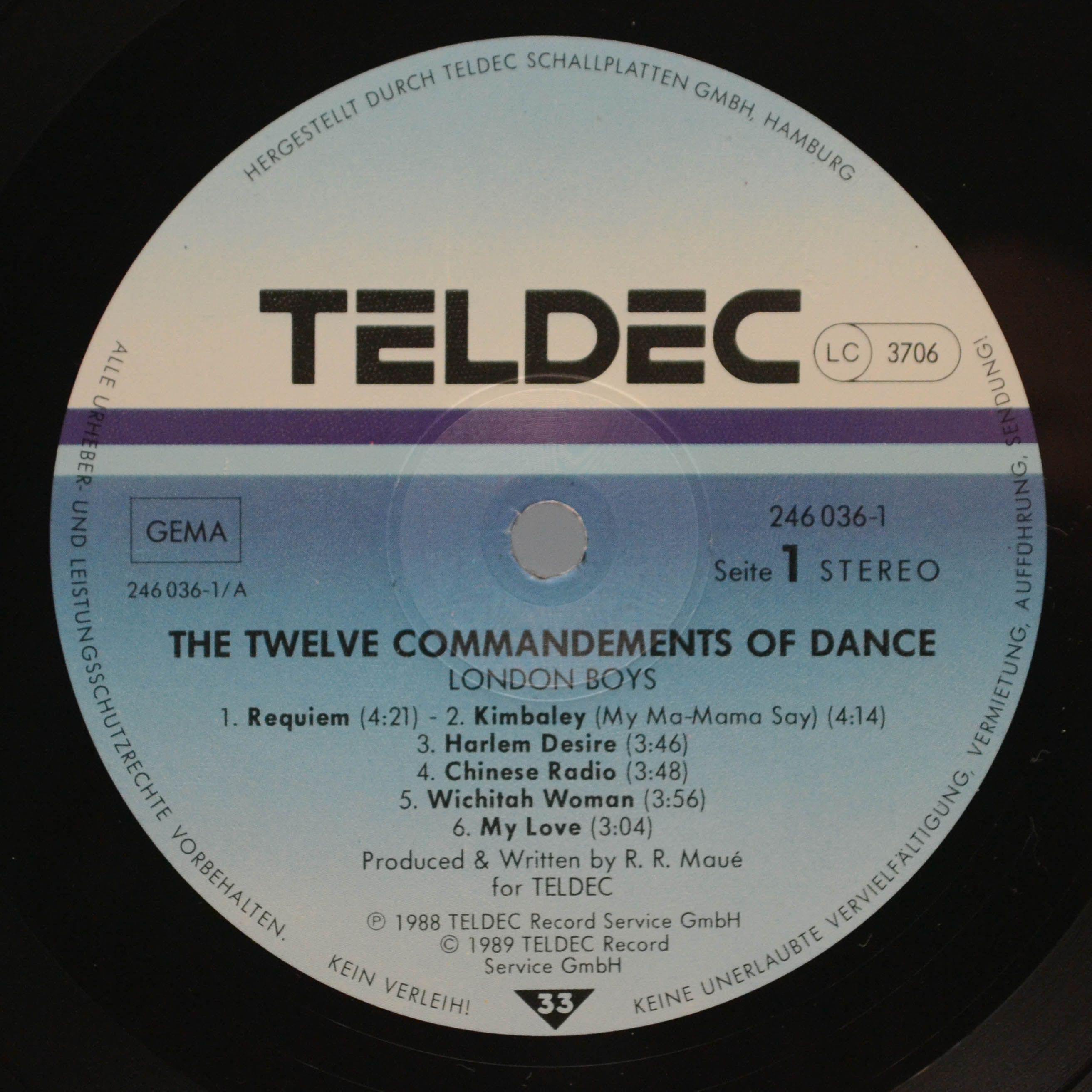 Виниловая пластинка London Boys — The Twelve Commandments Of Dance, 1989