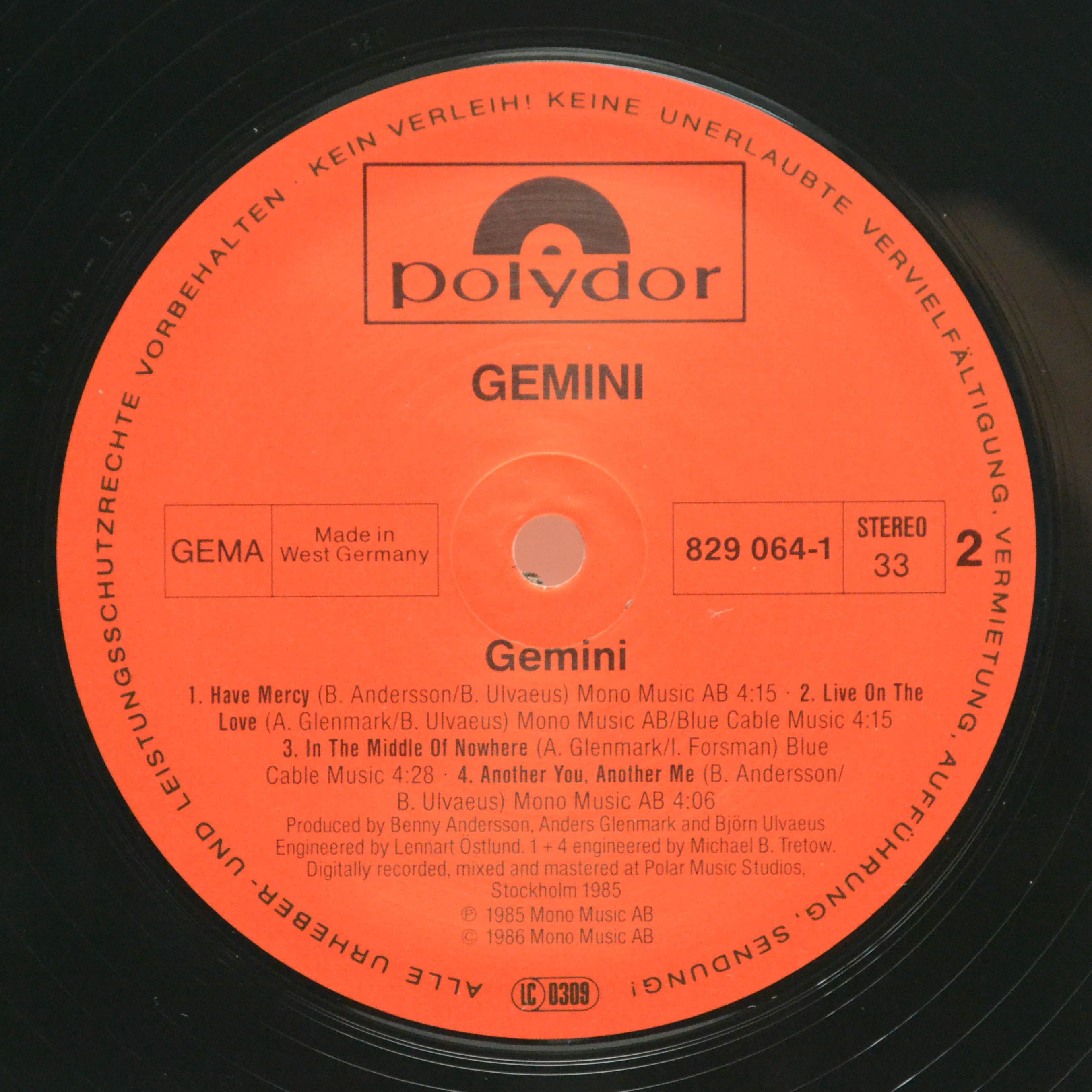 Виниловая пластинка Gemini — Gemini, 1986