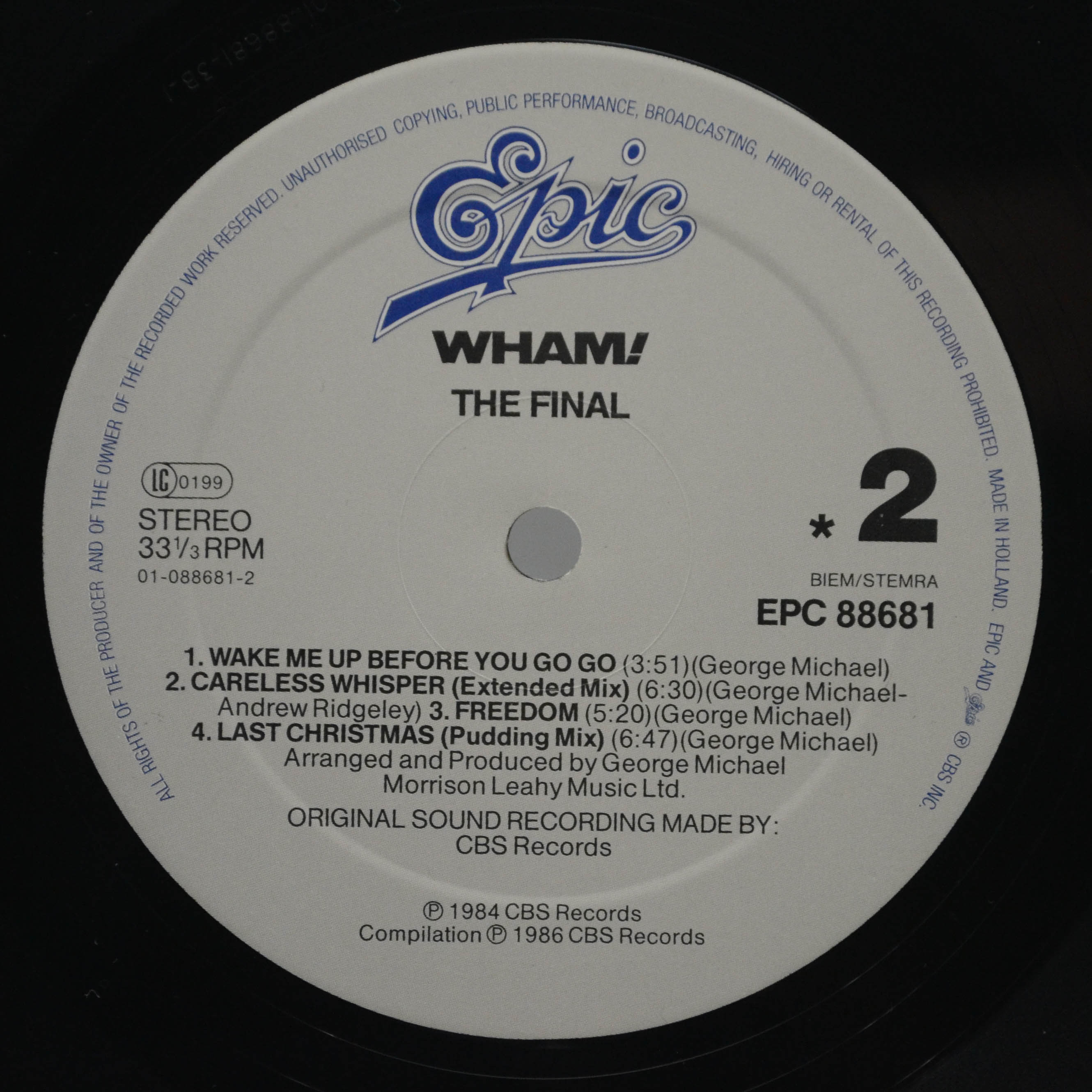 Виниловая пластинка Wham! — The Final (2LP), 1986
