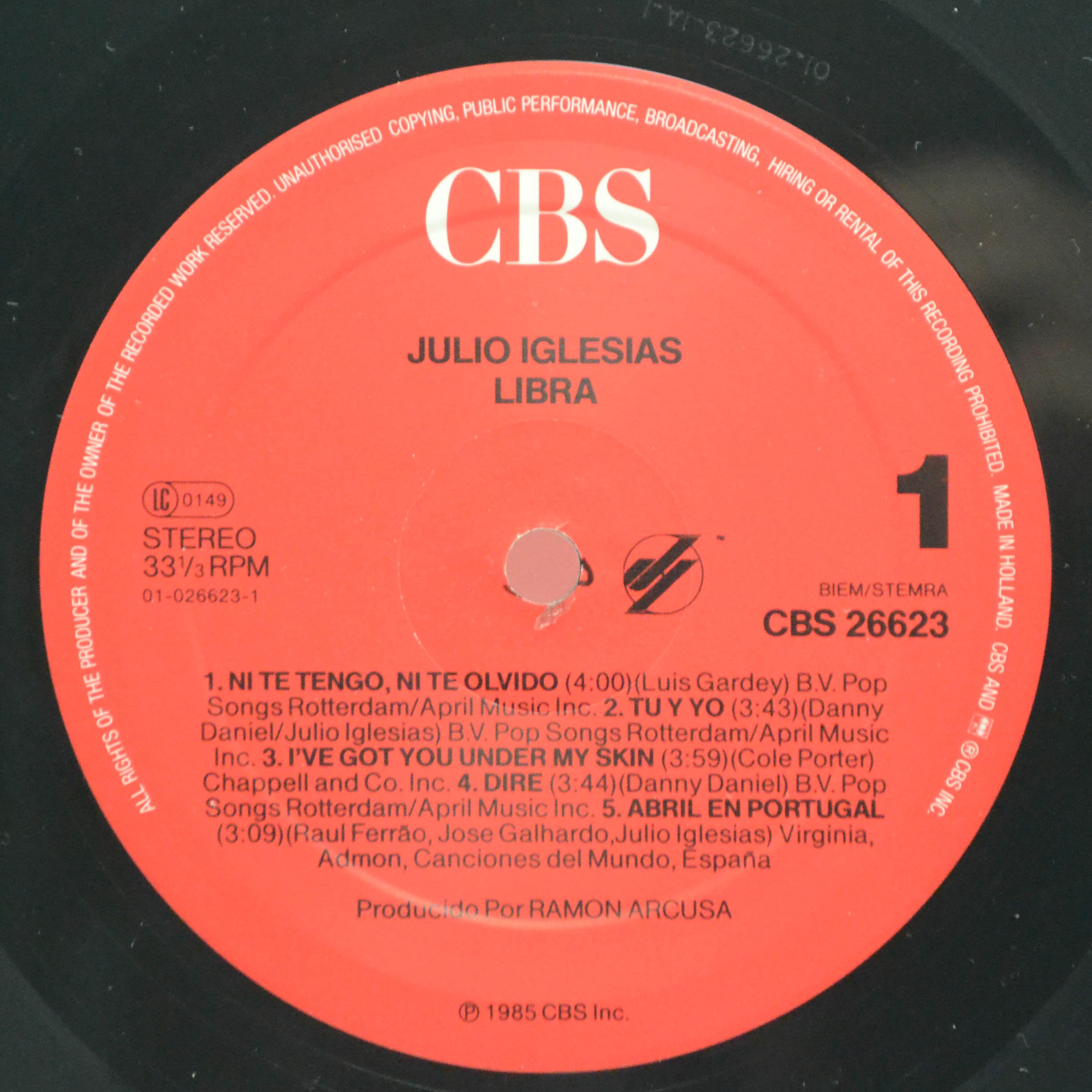 Виниловая пластинка Julio Iglesias — Libra, 1985