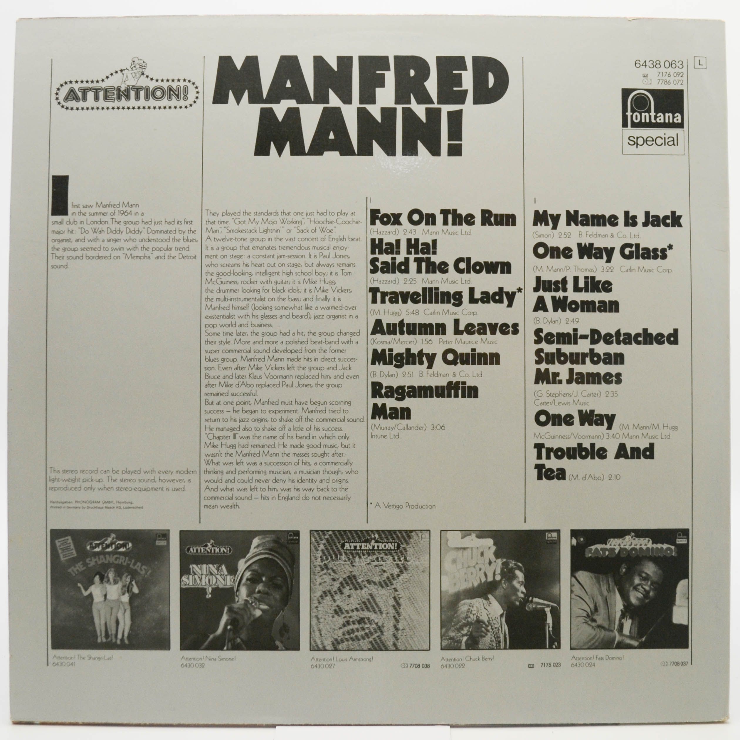 Виниловая пластинка Manfred Mann — Attention! Manfred Mann!, 1973
