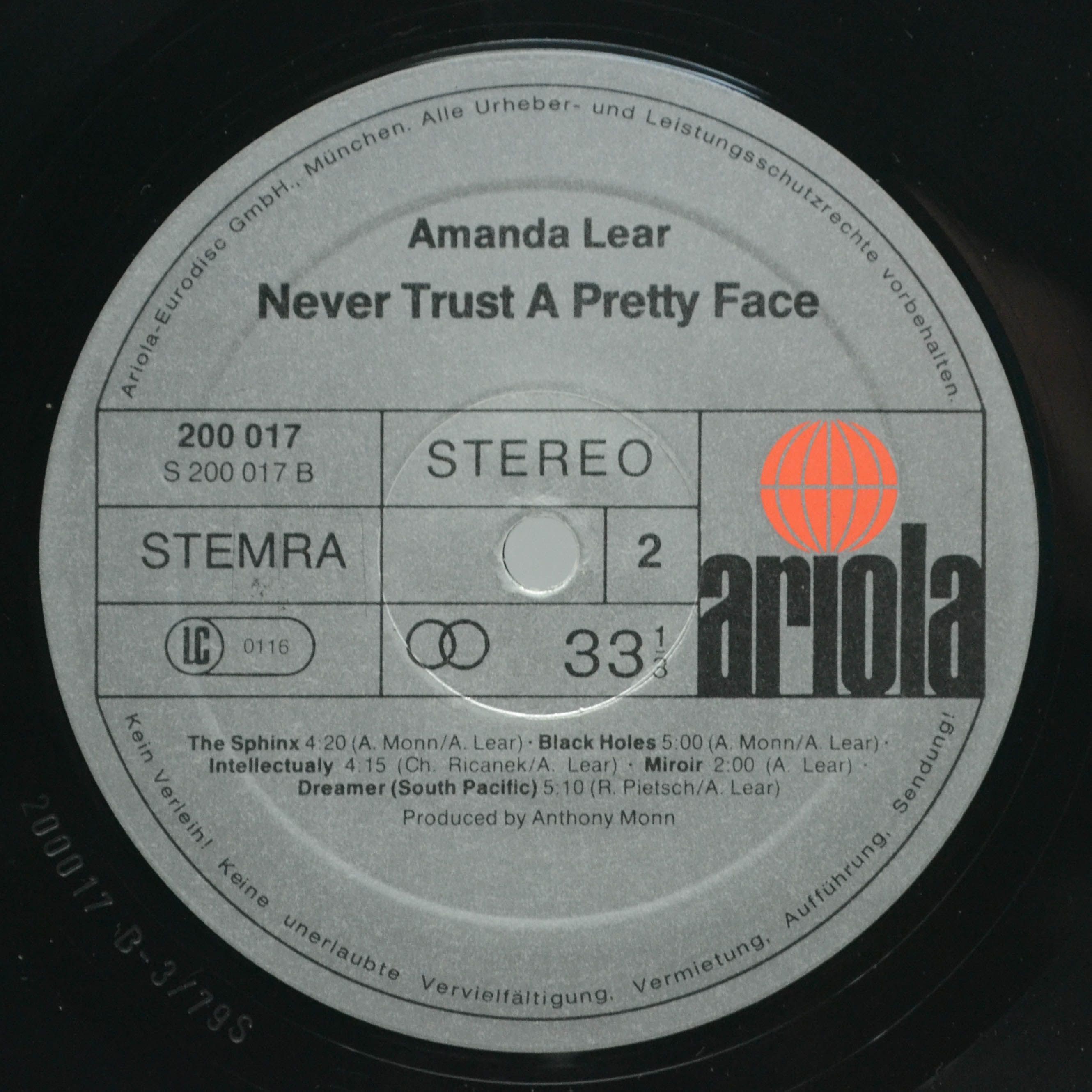 Виниловая пластинка Amanda Lear — Never Trust A Pretty Face, 1979