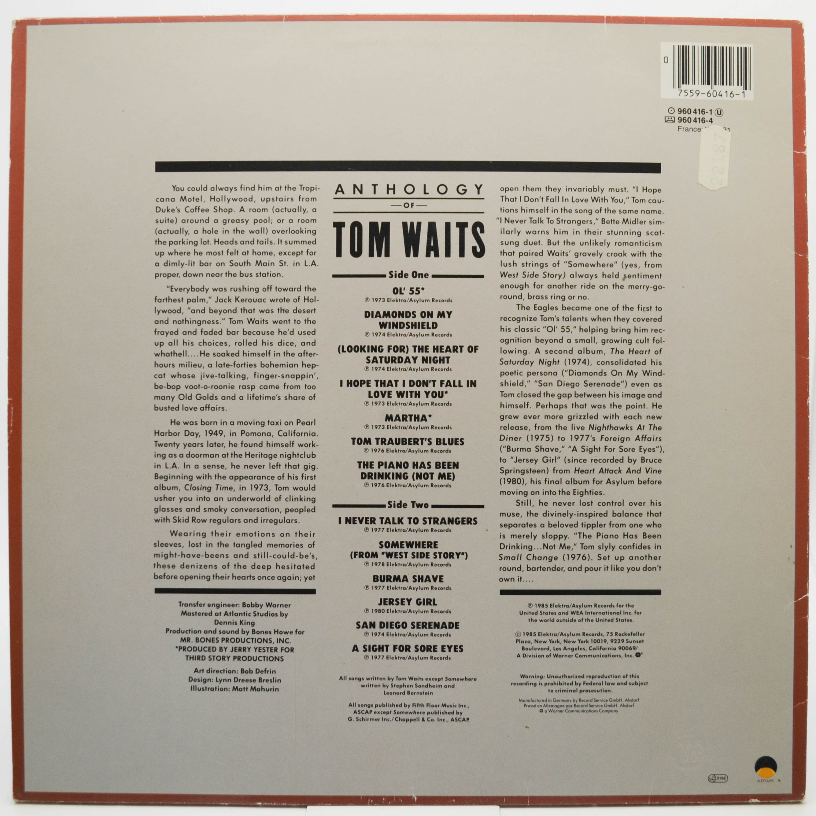 Tom Waits — Anthology Of Tom Waits, 1985