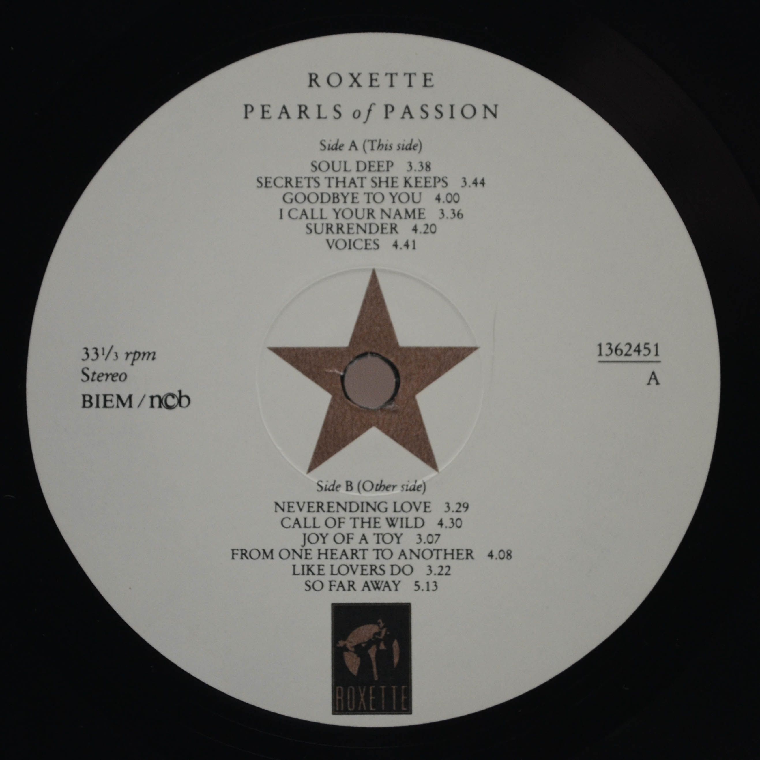 Roxette — Pearls Of Passion (1-st, Sweden), 1986