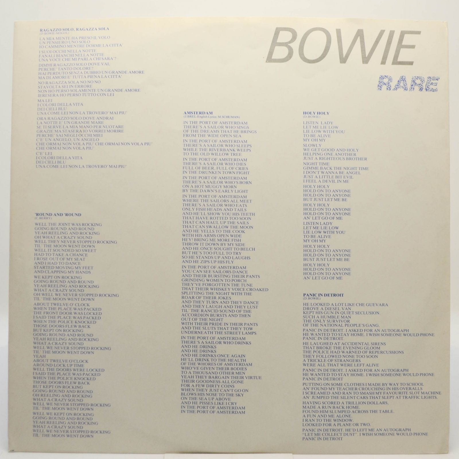 Bowie — Rare, 1982