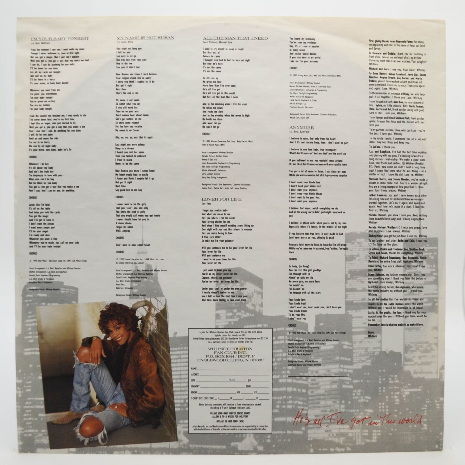 Виниловая пластинка Whitney Houston — I'm Your Baby Tonight, 1990