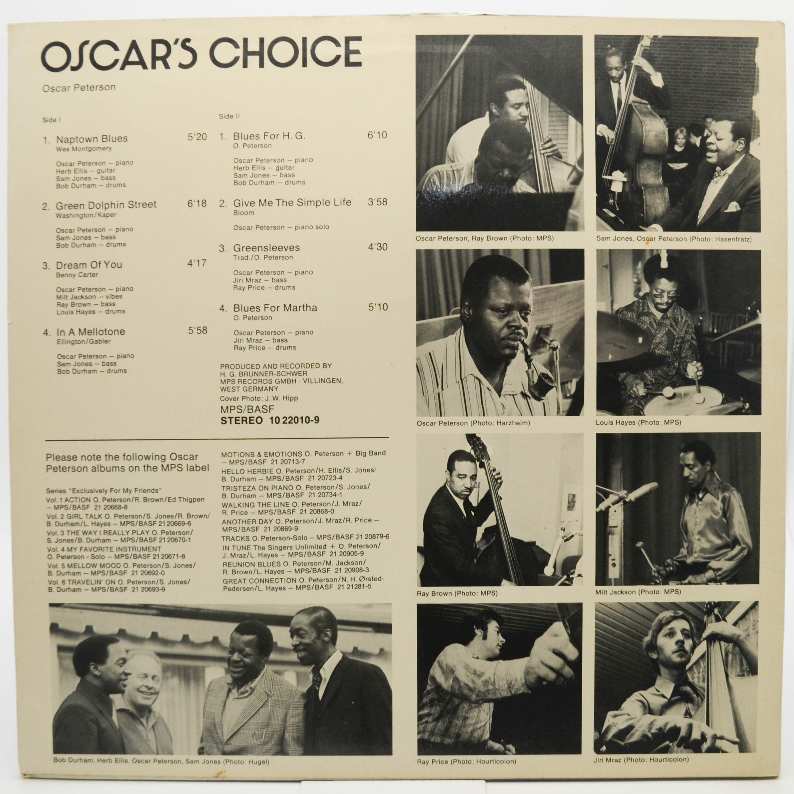 Виниловая пластинка Oscar Peterson — Oscar's Choice, 1974