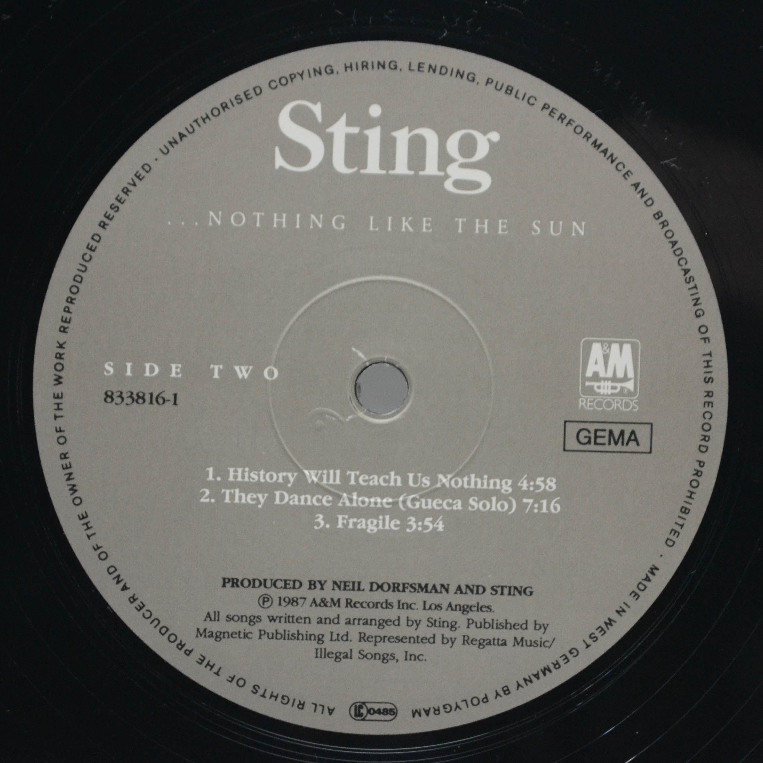 Sting — ...Nothing Like The Sun (2LP, poster), 1987