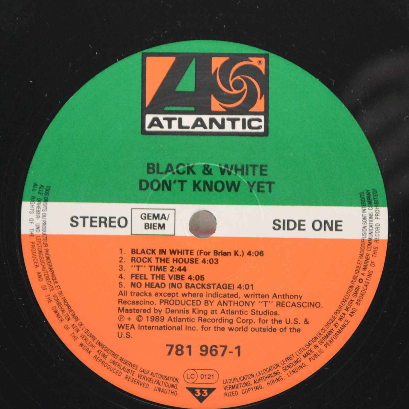 Виниловая пластинка Black & White — Don't Know Yet, 1989