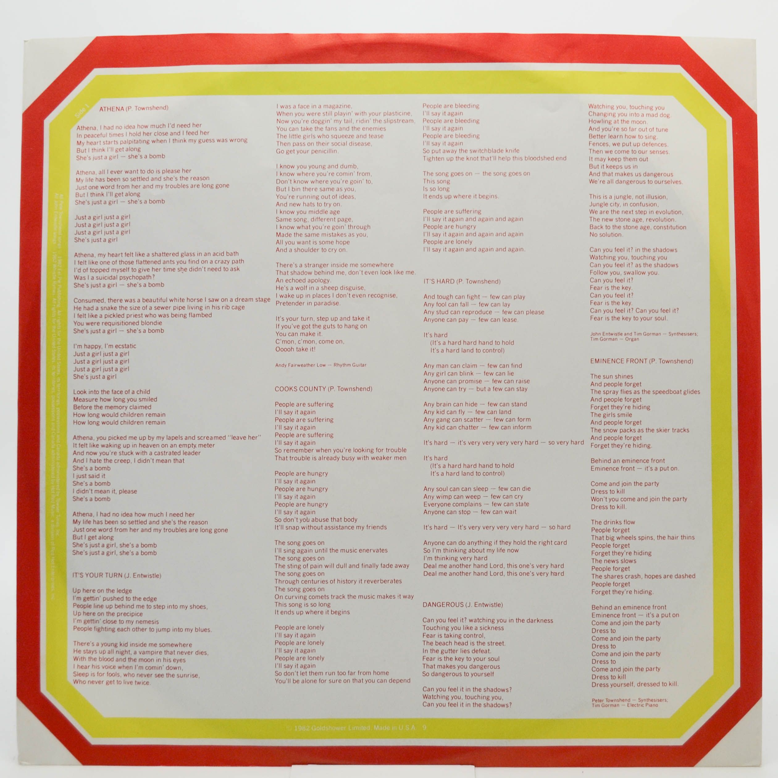 Who — It's Hard, 1982