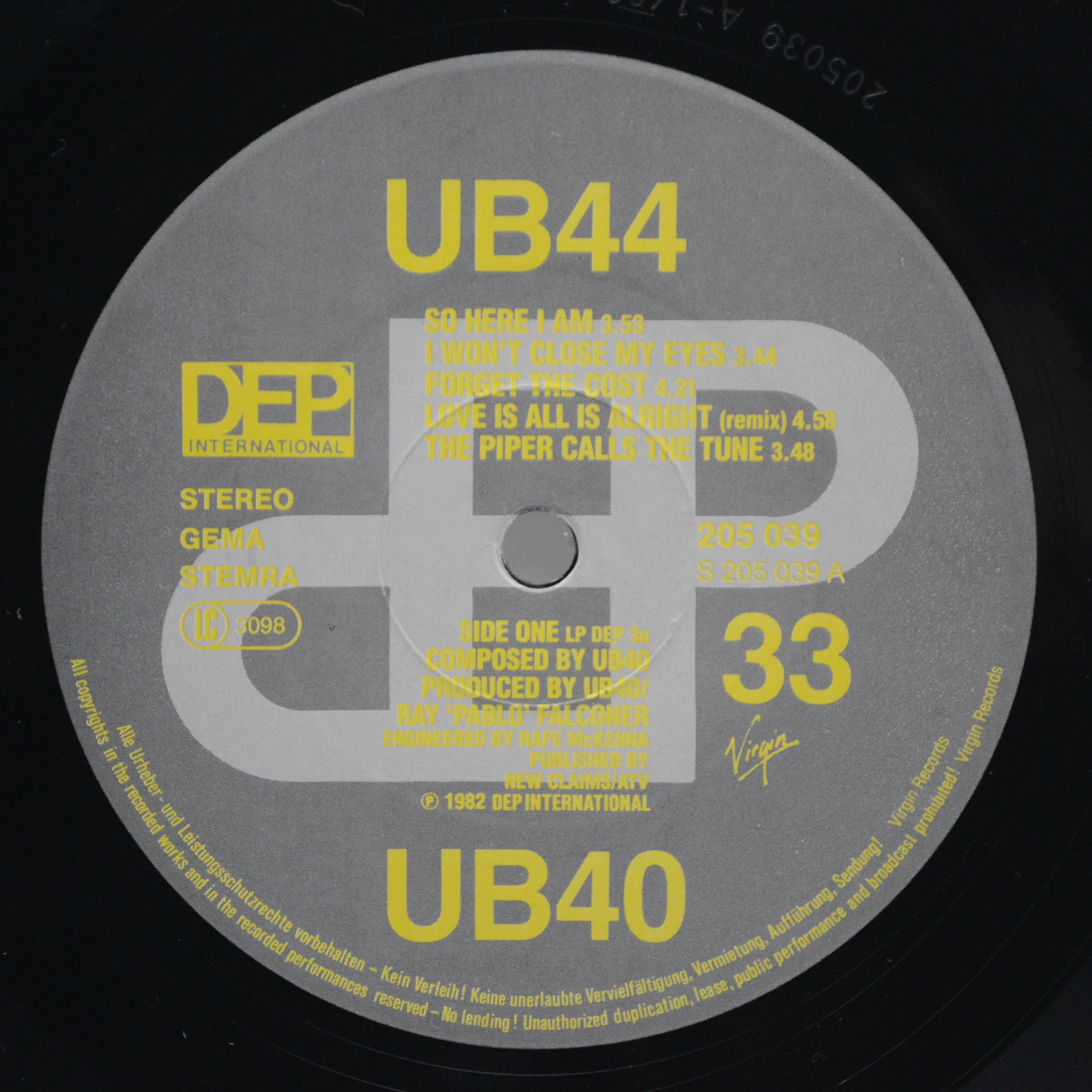 Виниловая пластинка UB44 — UB44, 1982